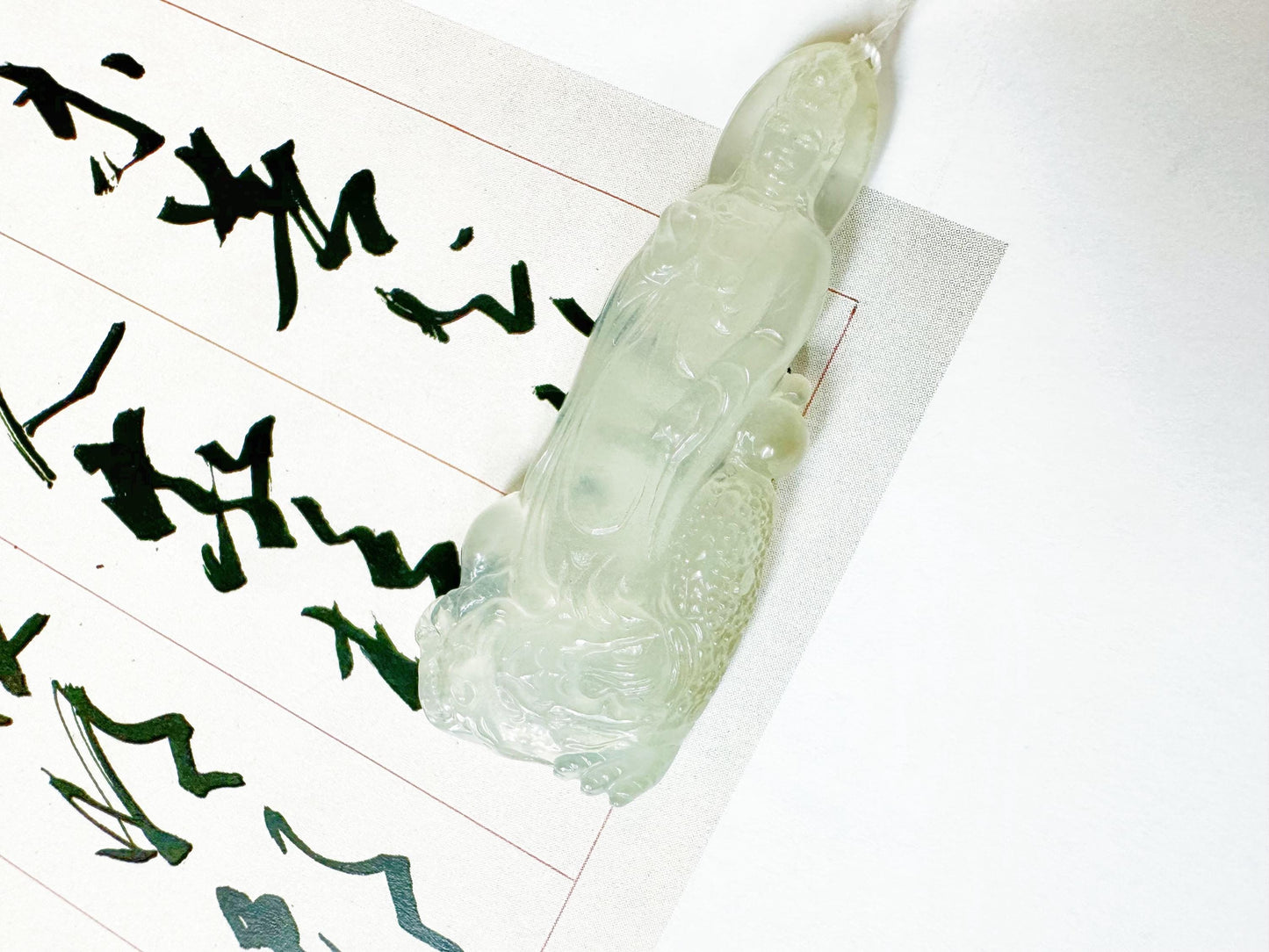 Natural Myanmar Top Icy Texture Jade Pendant, Translucent Jade Guan Yin