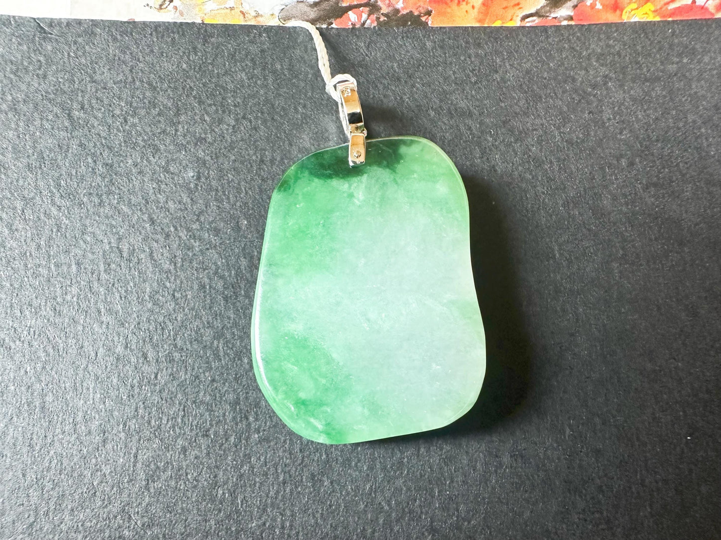 Natural Myanmar Icy Type Jade Pendant with 18K Gold Diamond Bail, Buddha Meditating under a Tree