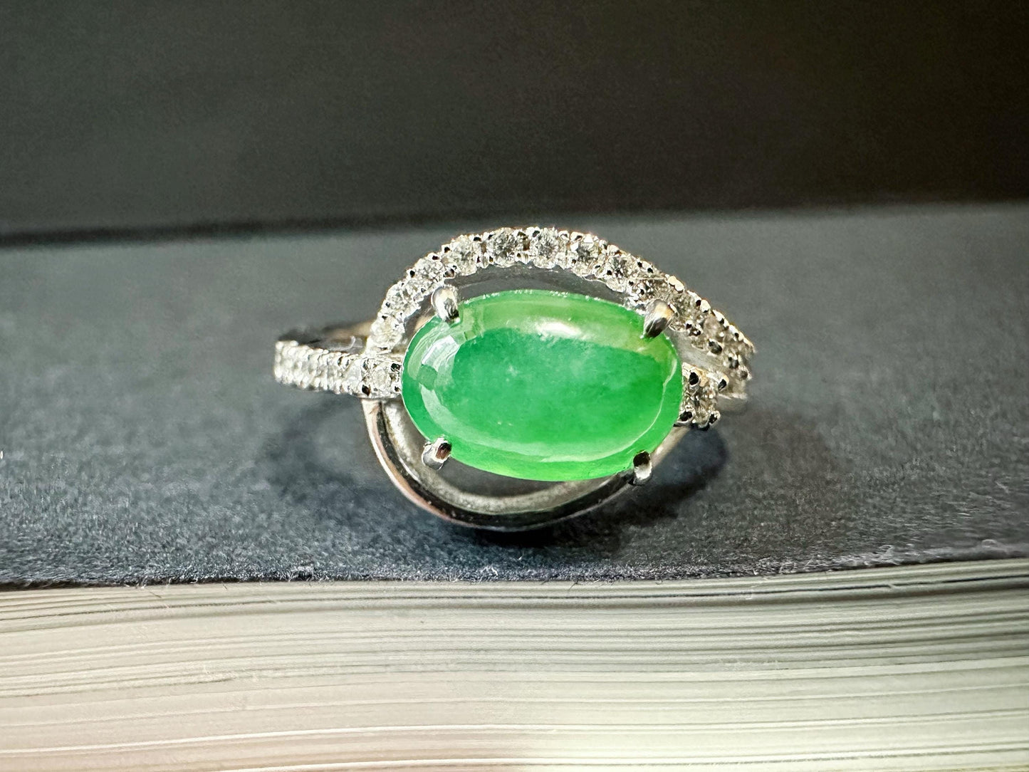 Imperial green jade ring