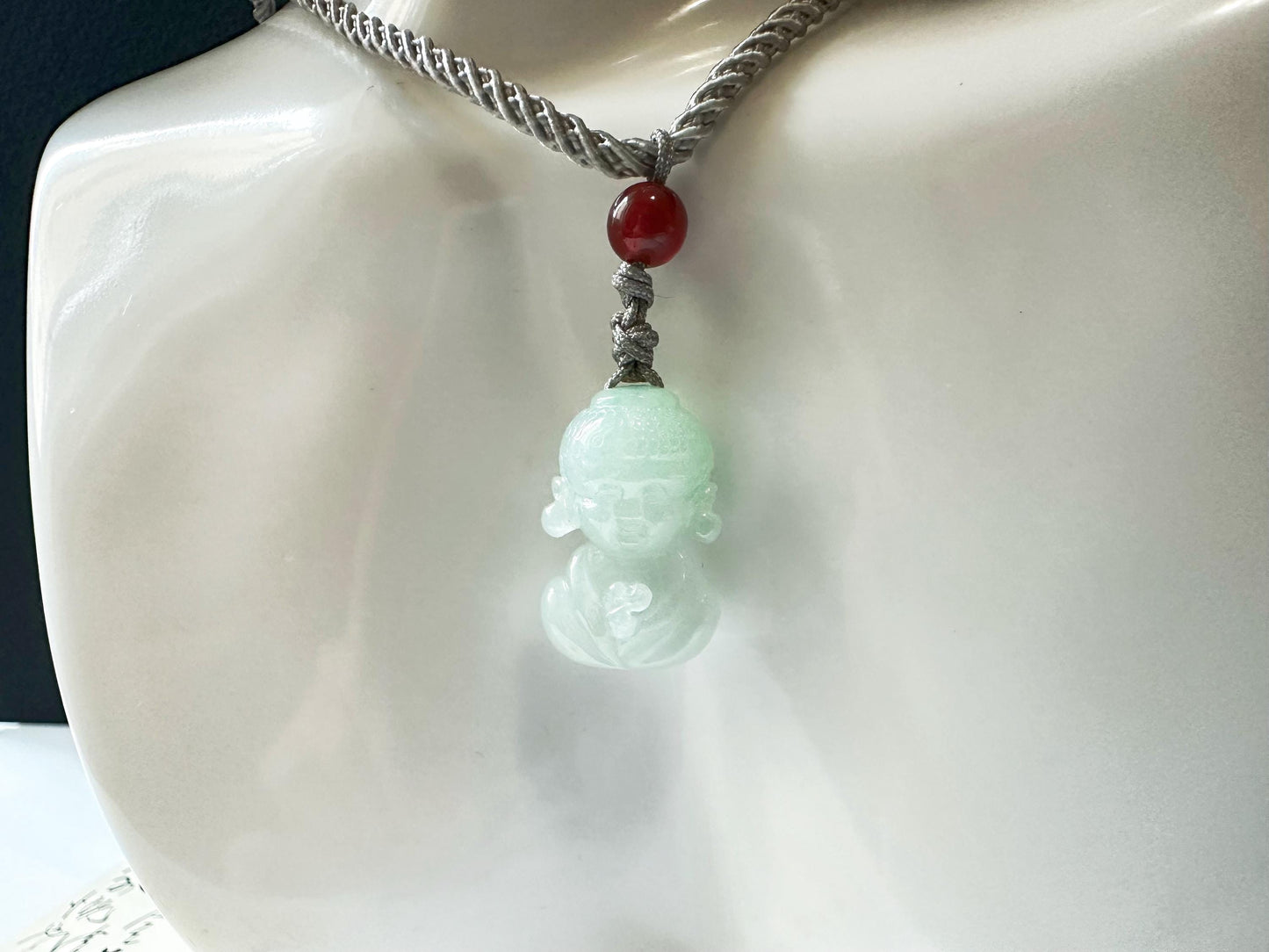 Natural Myanmar Mini Buddha Pale Green Jade Pendant, Buddha Jadeite, New Born Gift