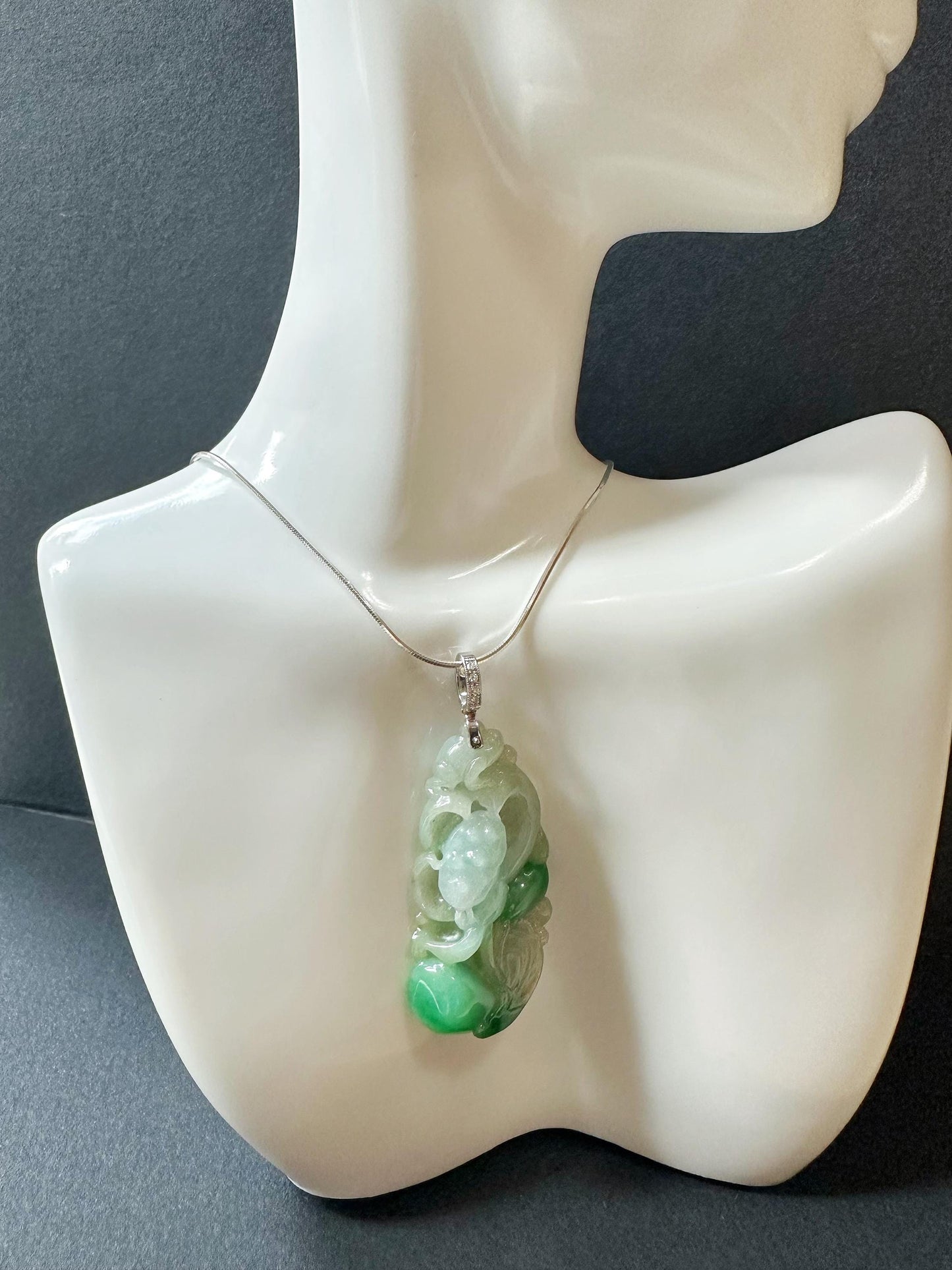 Natural Myanmar Vivid Green Jade Lotus Double-Faced Pendant