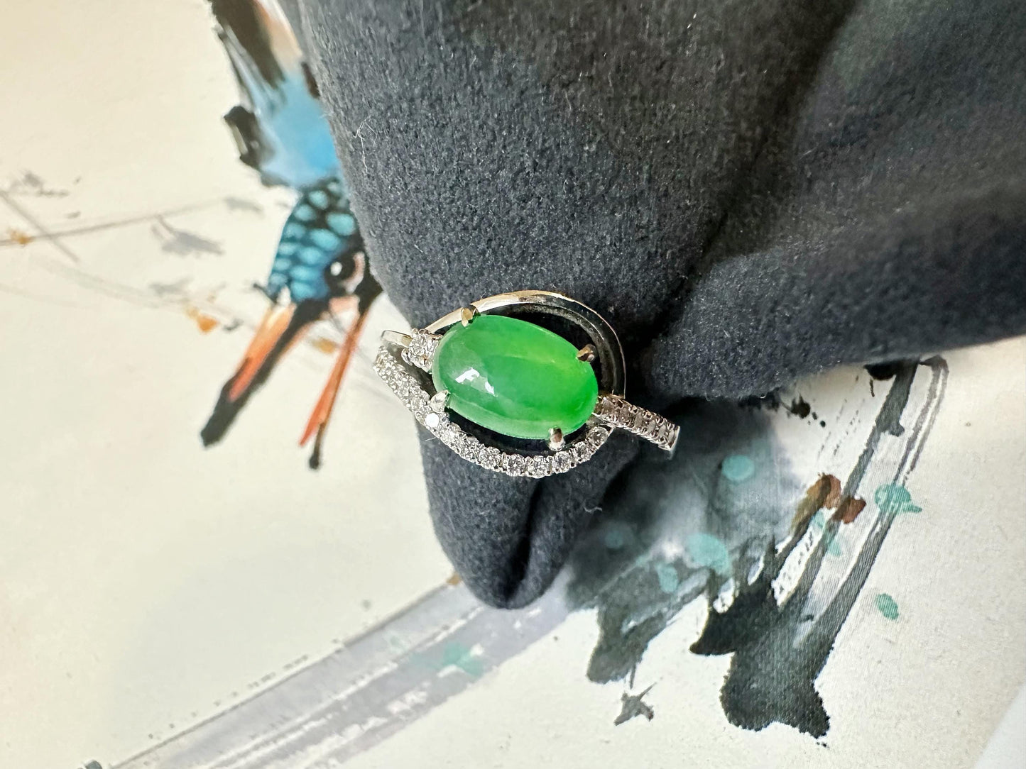 Imperial green jade ring