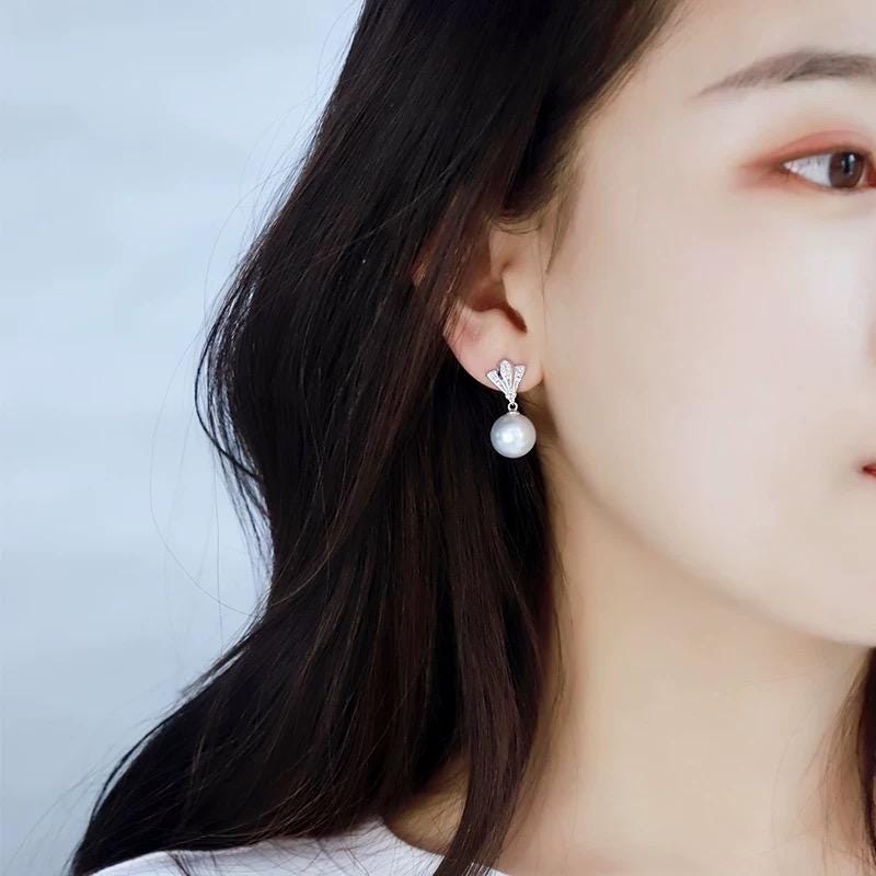 AAAA Grade Japan Akoya Pearl Mirror Like Multiple Wear Long Drop Pearl Earrings in 18K White Gold and Diamond
