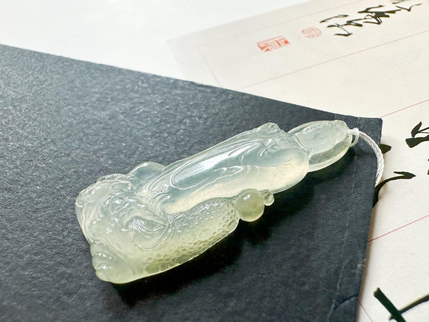 Natural Myanmar Top Icy Texture Jade Pendant, Translucent Jade Guan Yin
