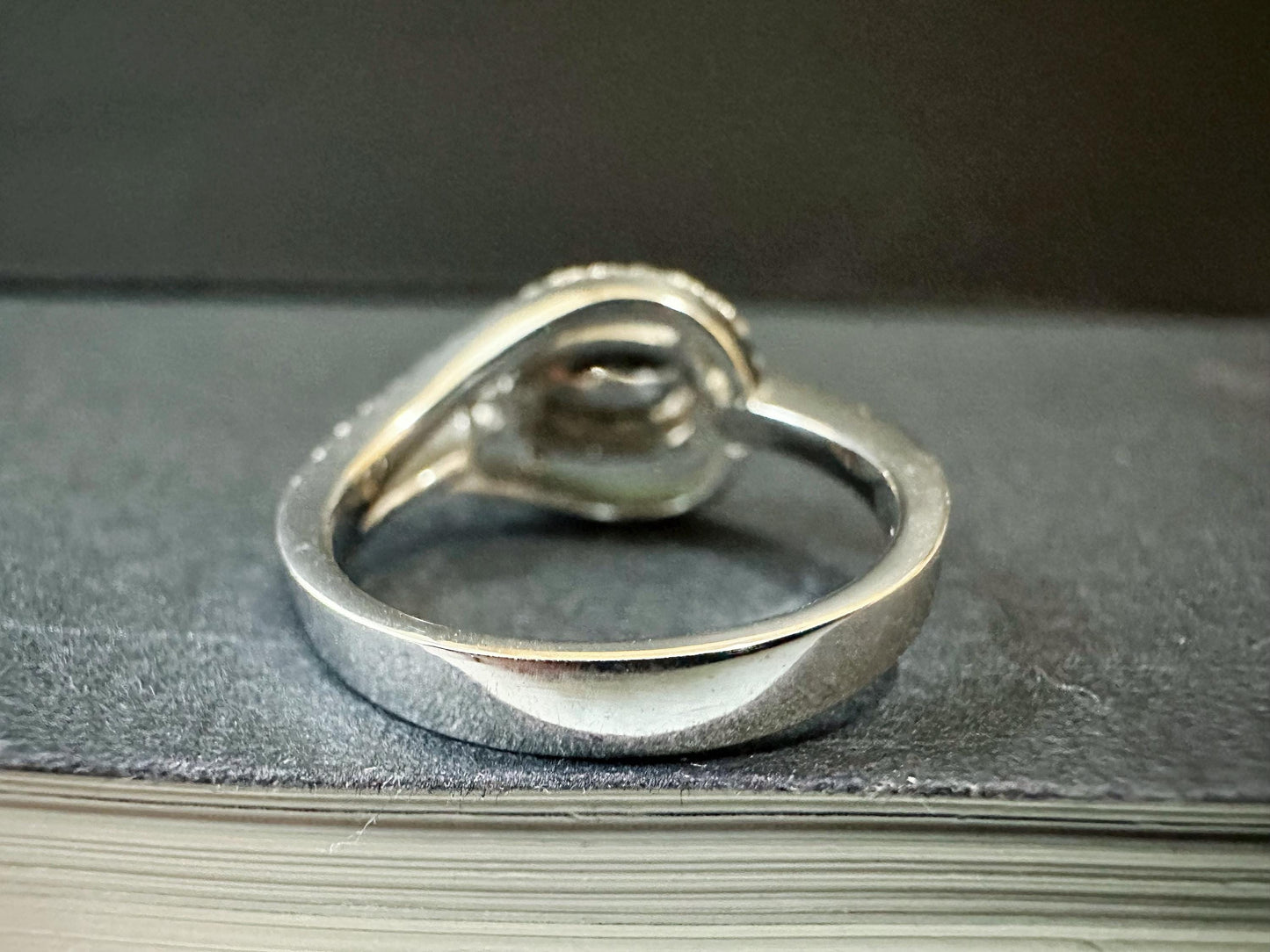 Natural Myanmar Imperial Green Jade Cabochon Ring in 18K White Gold with Diamond Accents