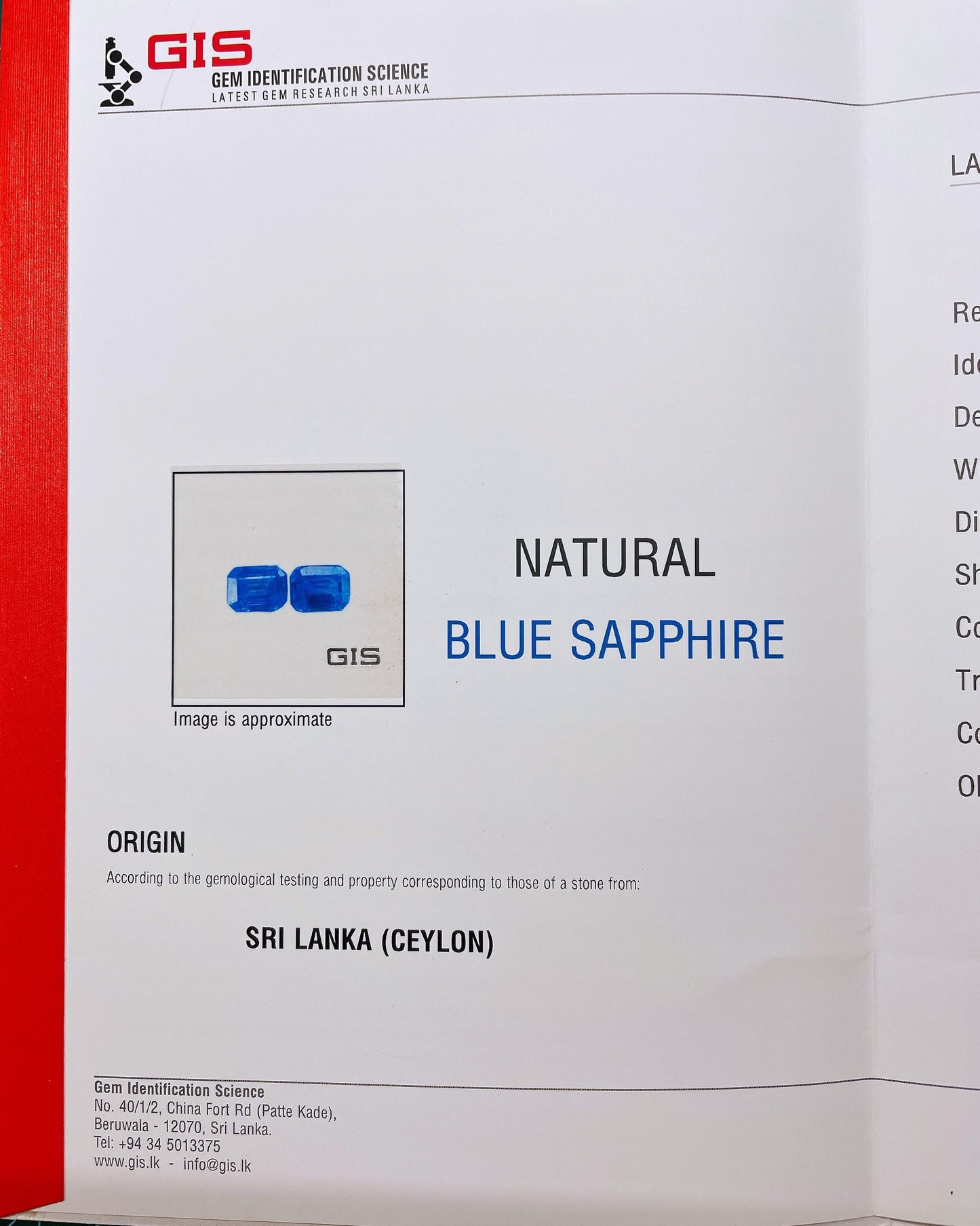 1.08 Ct Certified Royal Blue Sapphire