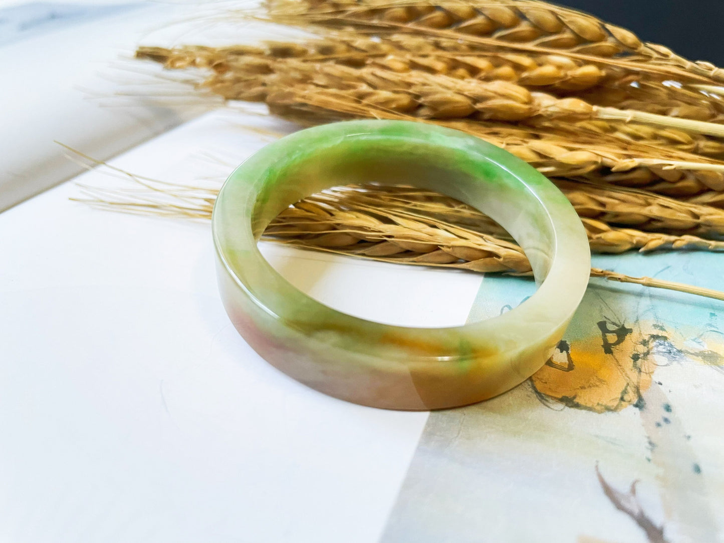 Rare Tri-color Jade Bangle