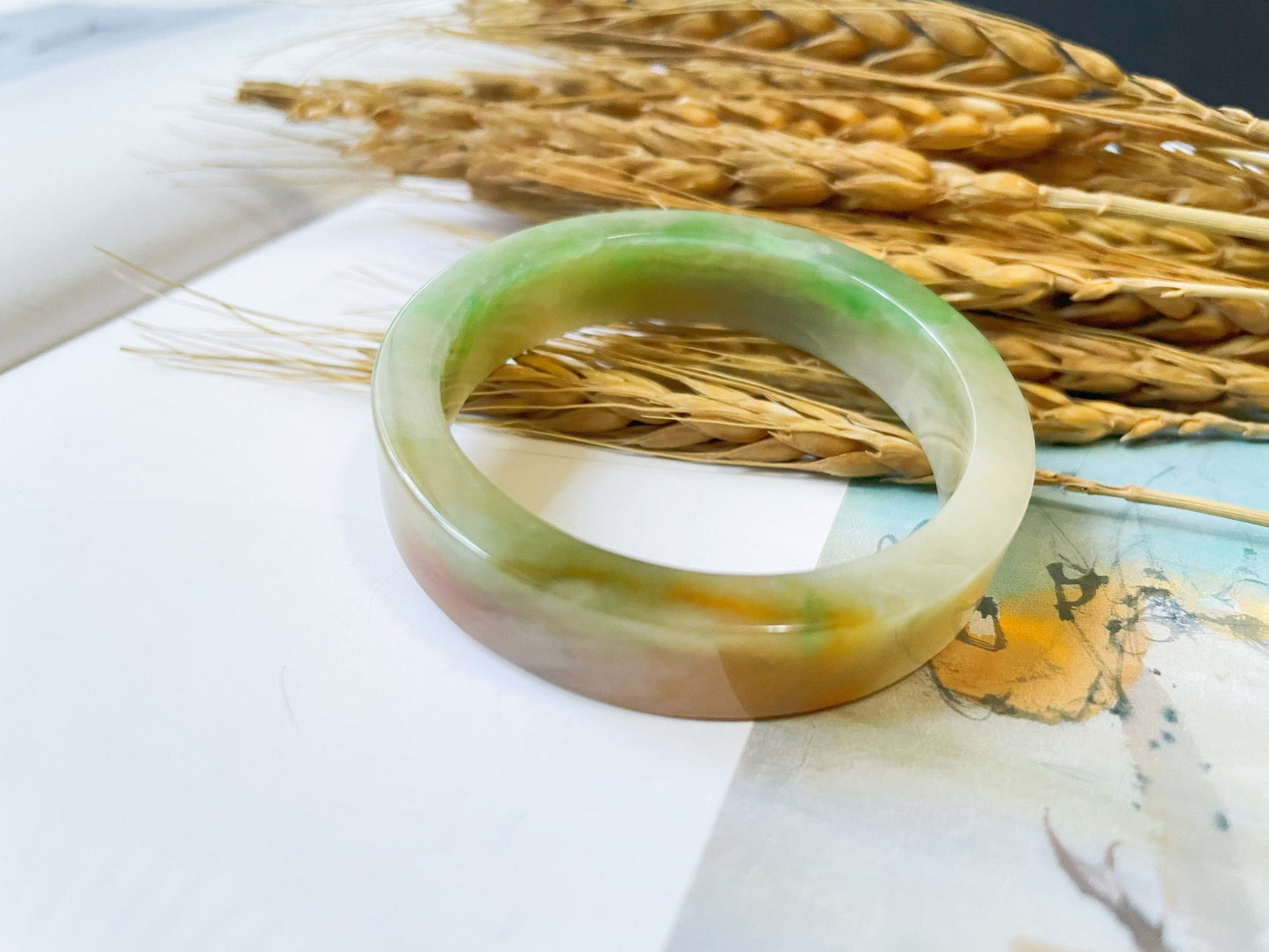 Rare Tri-color Jade Bangle