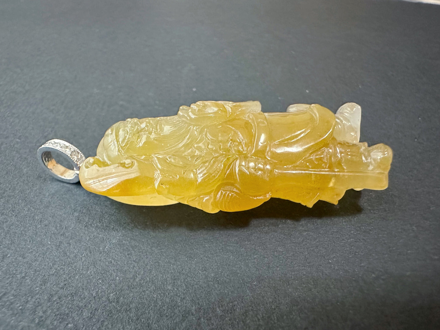 Natural Myanmar Icy Type Jadeite Guan Gong Guan Yu Pendant, God of Wealth
