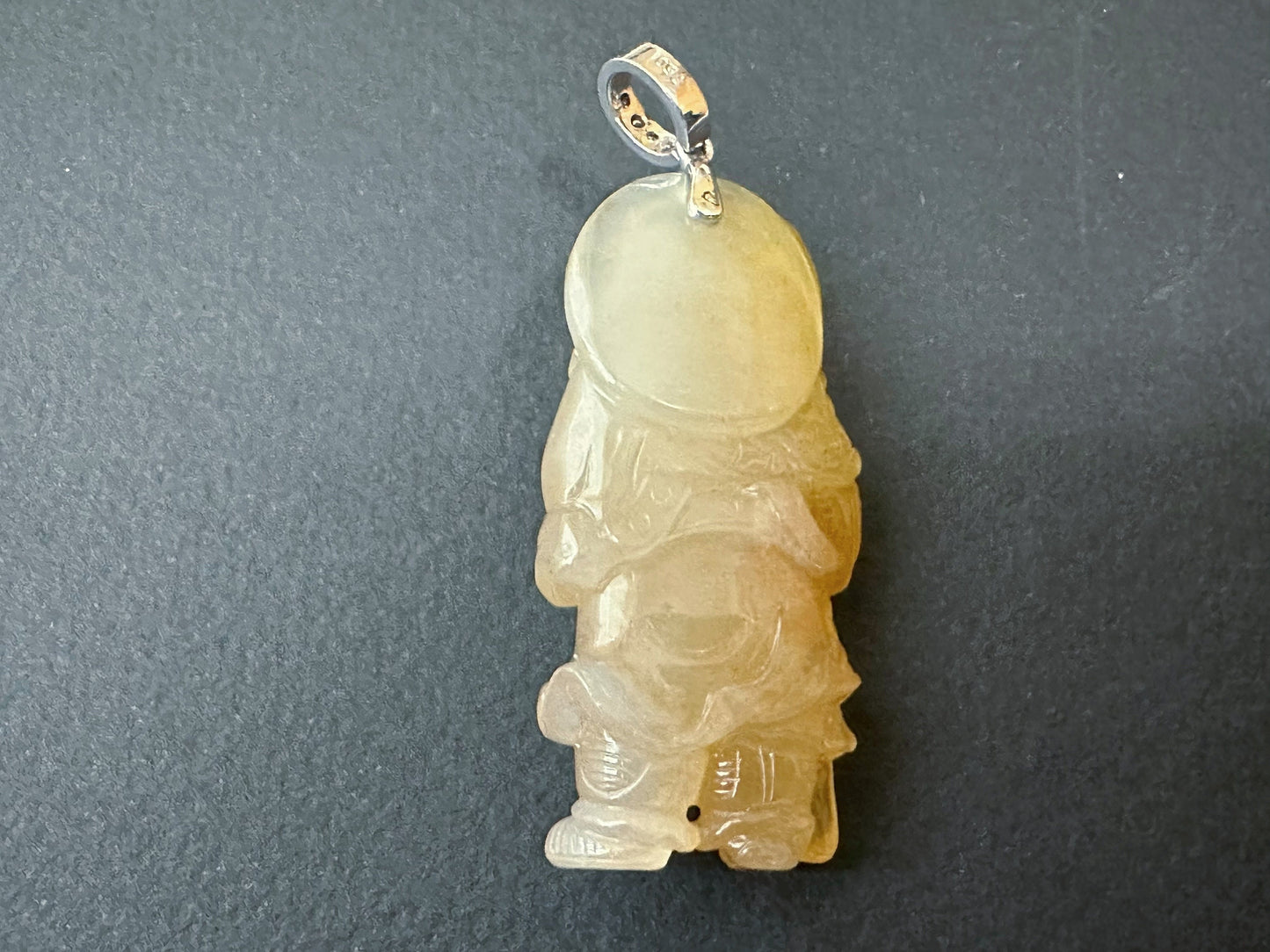 Natural Myanmar Icy Type Jadeite Guan Gong Guan Yu Pendant, God of Wealth