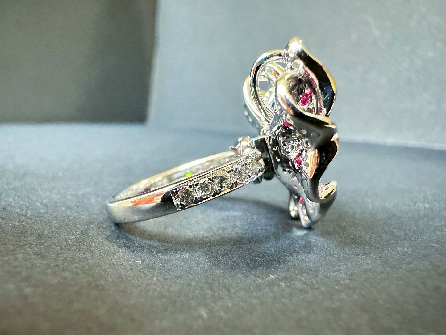 Certified Padparadscha Sapphire Butterfly 18K White Gold Ring and Pendant - Two Way