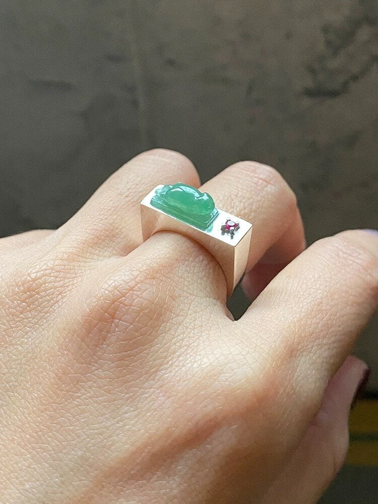 Handcraft Cat Jade Ring