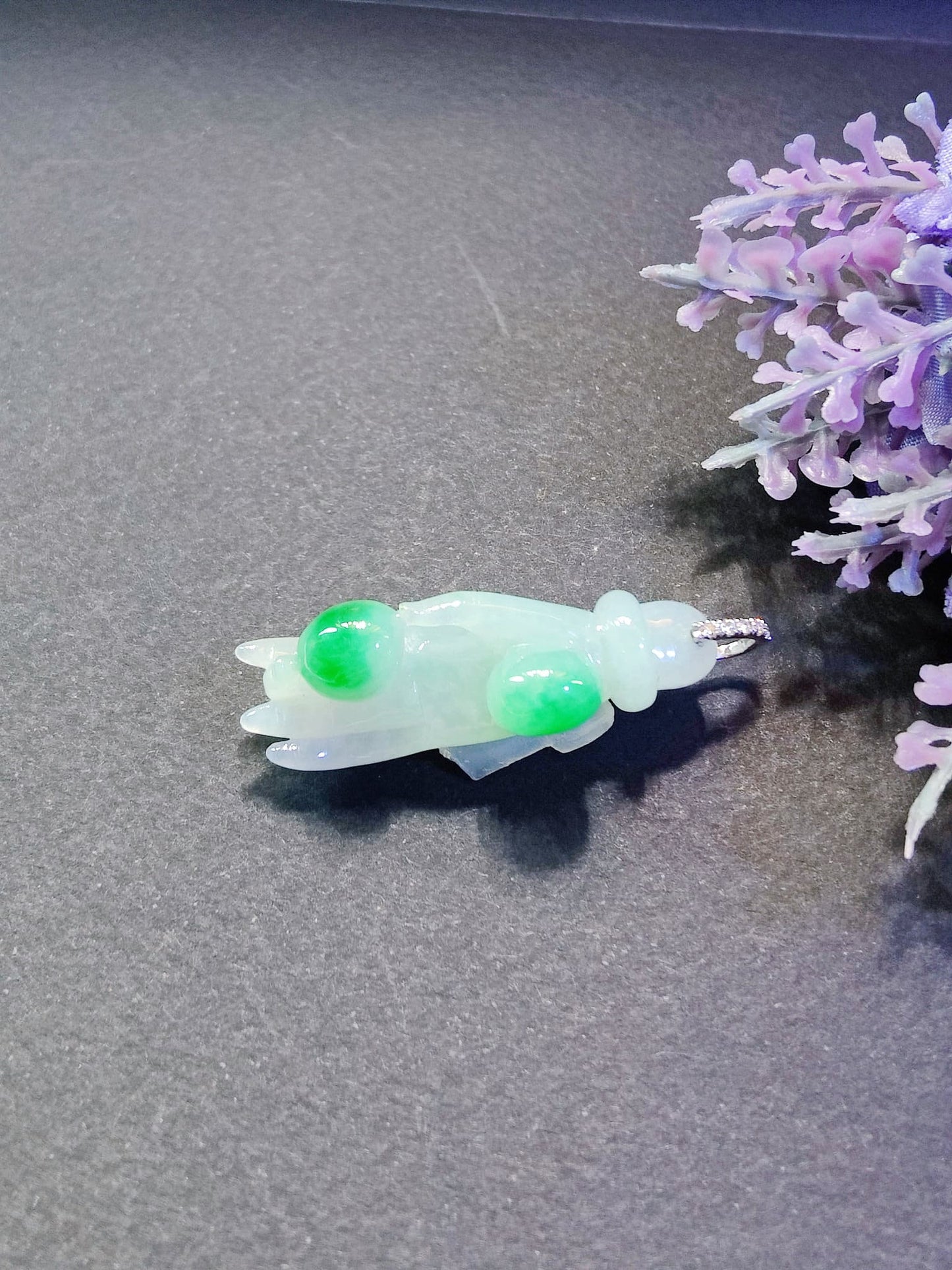 Natural Myanmar Buddha Hand Jade Pendant in 18K Gold and Diamond