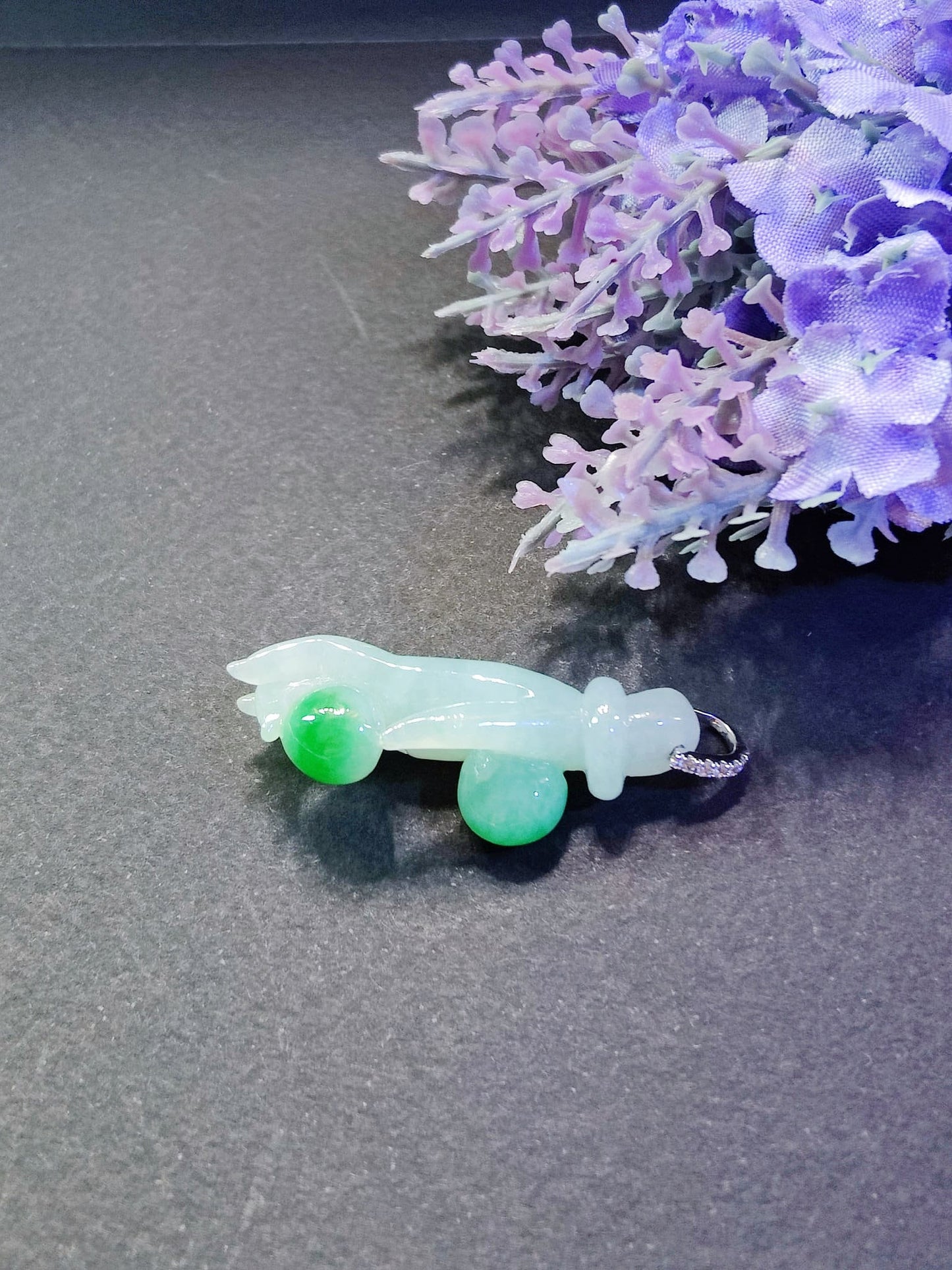 Natural Myanmar Buddha Hand Jade Pendant in 18K Gold and Diamond