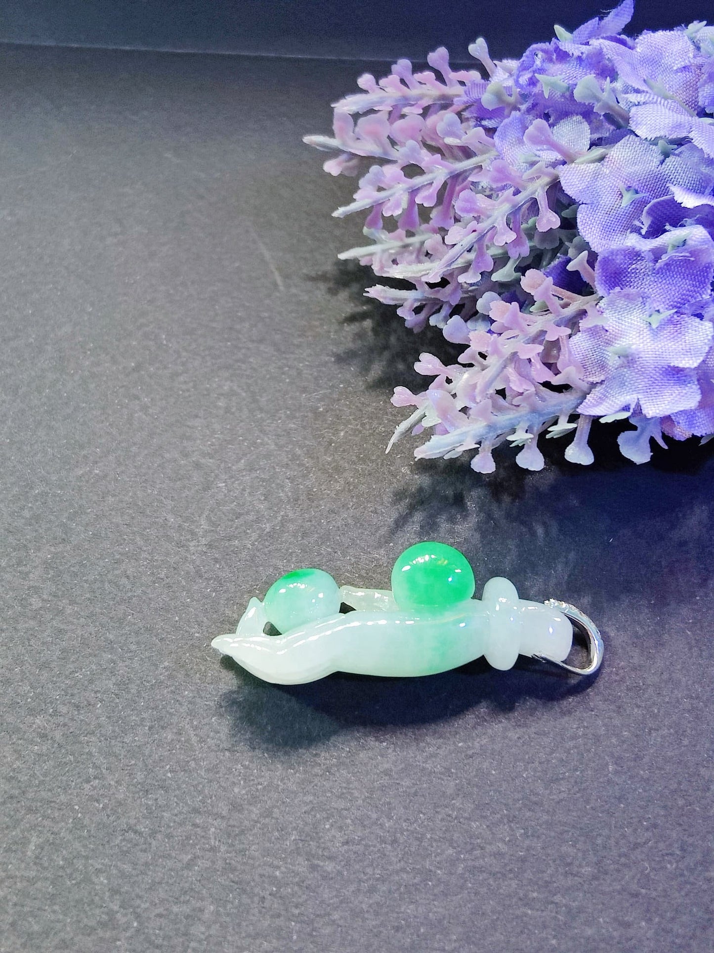 Natural Myanmar Buddha Hand Jade Pendant in 18K Gold and Diamond
