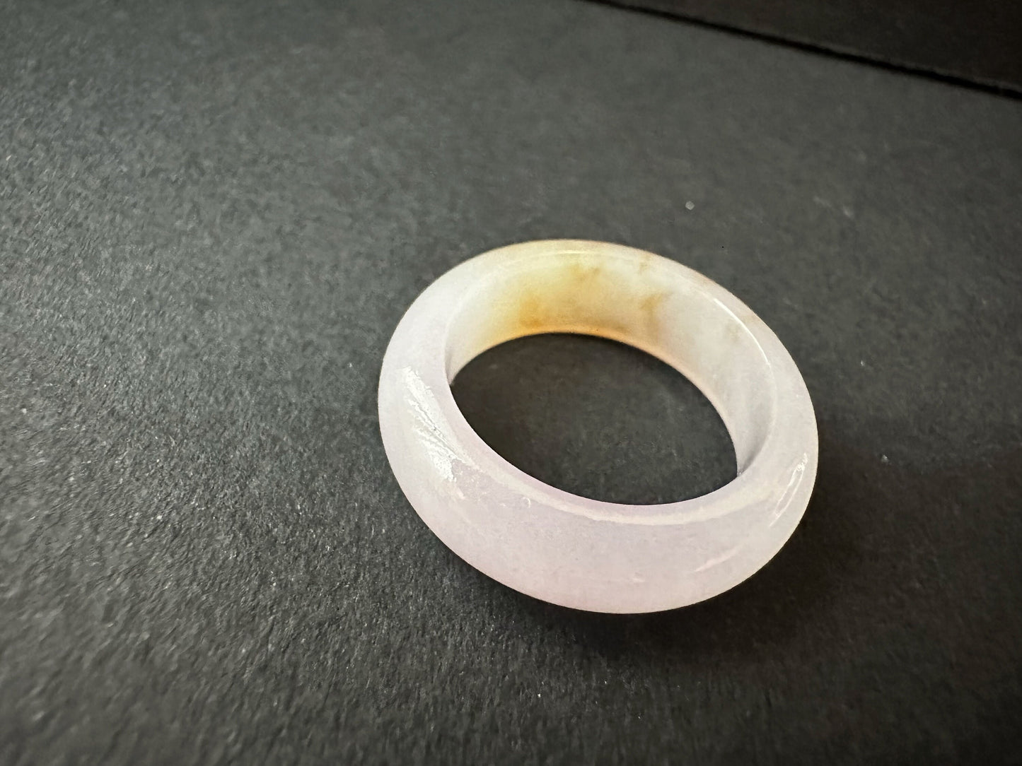 Natural Myanmar Bicolor Pink Golden Yellow Jadeite Jade Minimalist Ring Band