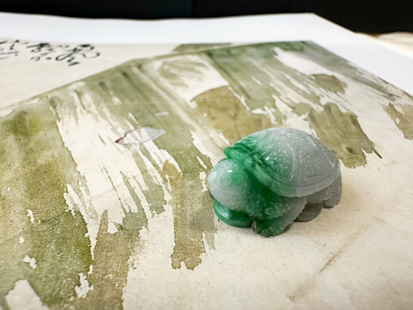 Natural Myanmar Tortoise Loose Vivid Green Jadeite Jade, Symbol of Longevity
