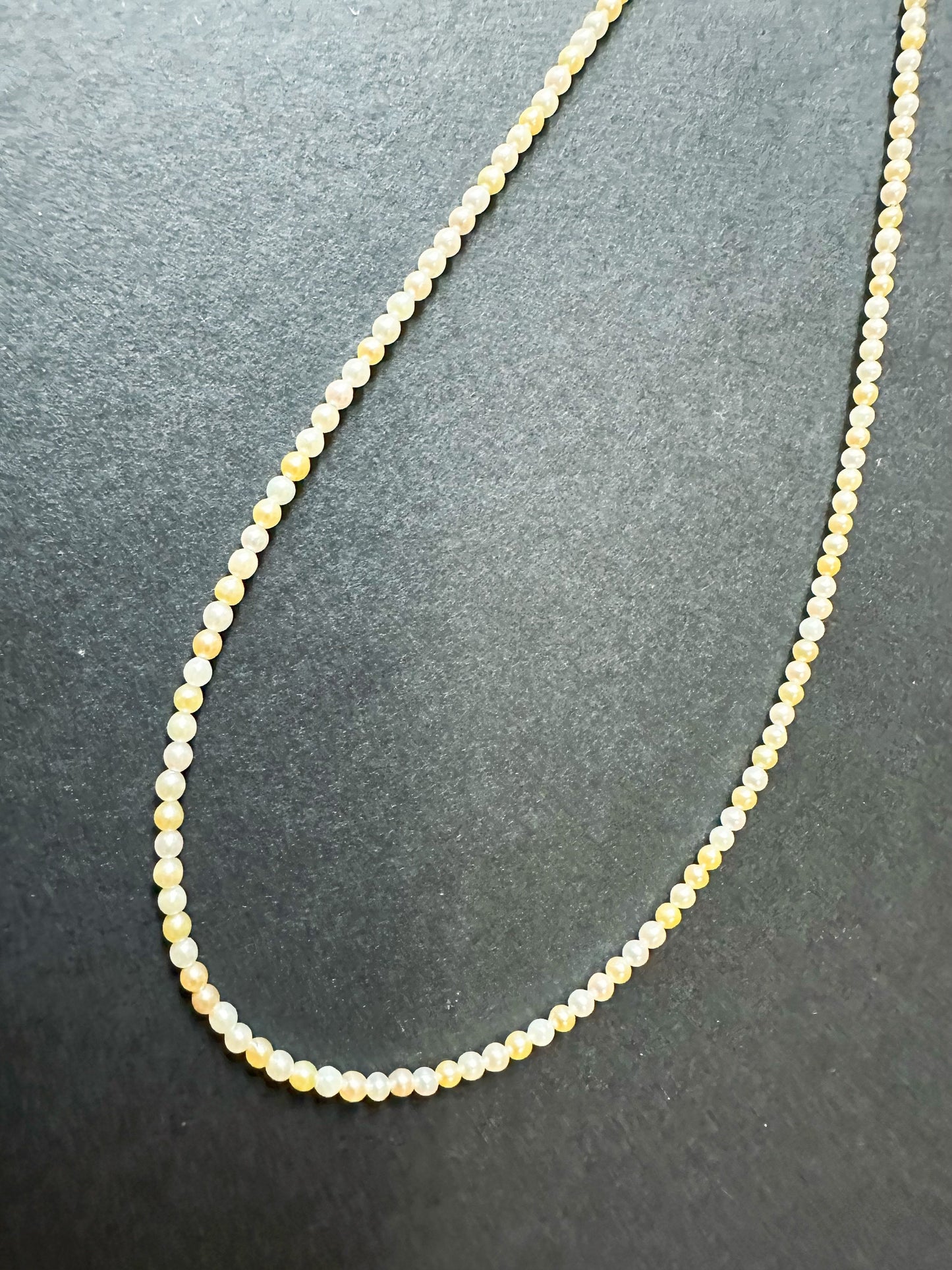 AAAA Grade Rare 2.5 mm Natural Japan White Golden Yellow Sea Water Baby Akoya Pearl Necklace, in 18K Gold