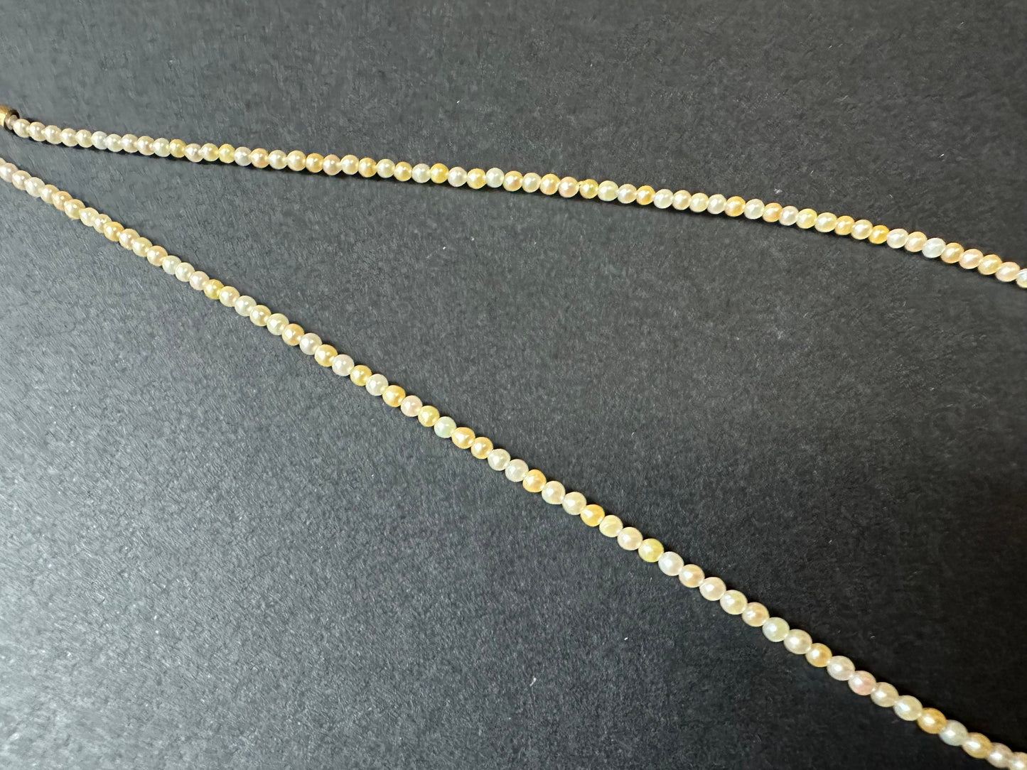 AAAA Grade Rare 2.5 mm Natural Japan White Golden Yellow Sea Water Baby Akoya Pearl Necklace, in 18K Gold