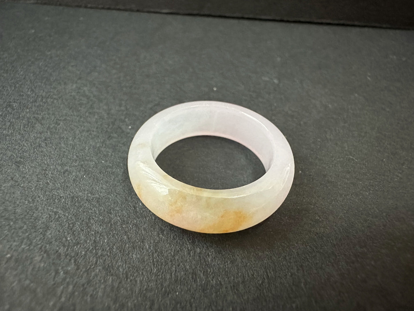 Natural Myanmar Bicolor Pink Golden Yellow Jadeite Jade Minimalist Ring Band