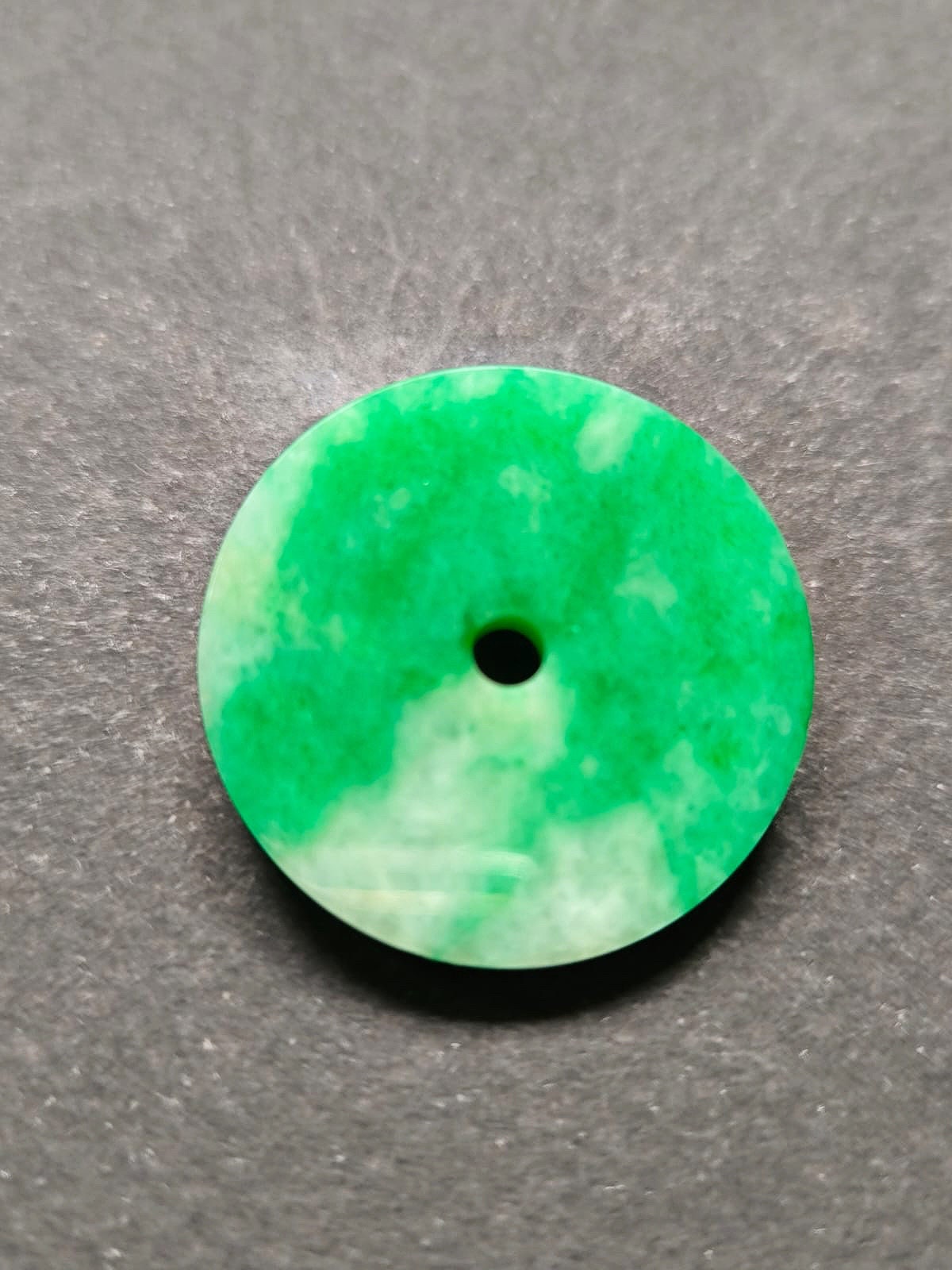 Top Grade A-Grade Type A Natural Icy Type Imperial Green Halo Donut Jadeite, Round Circle Jade Pendant