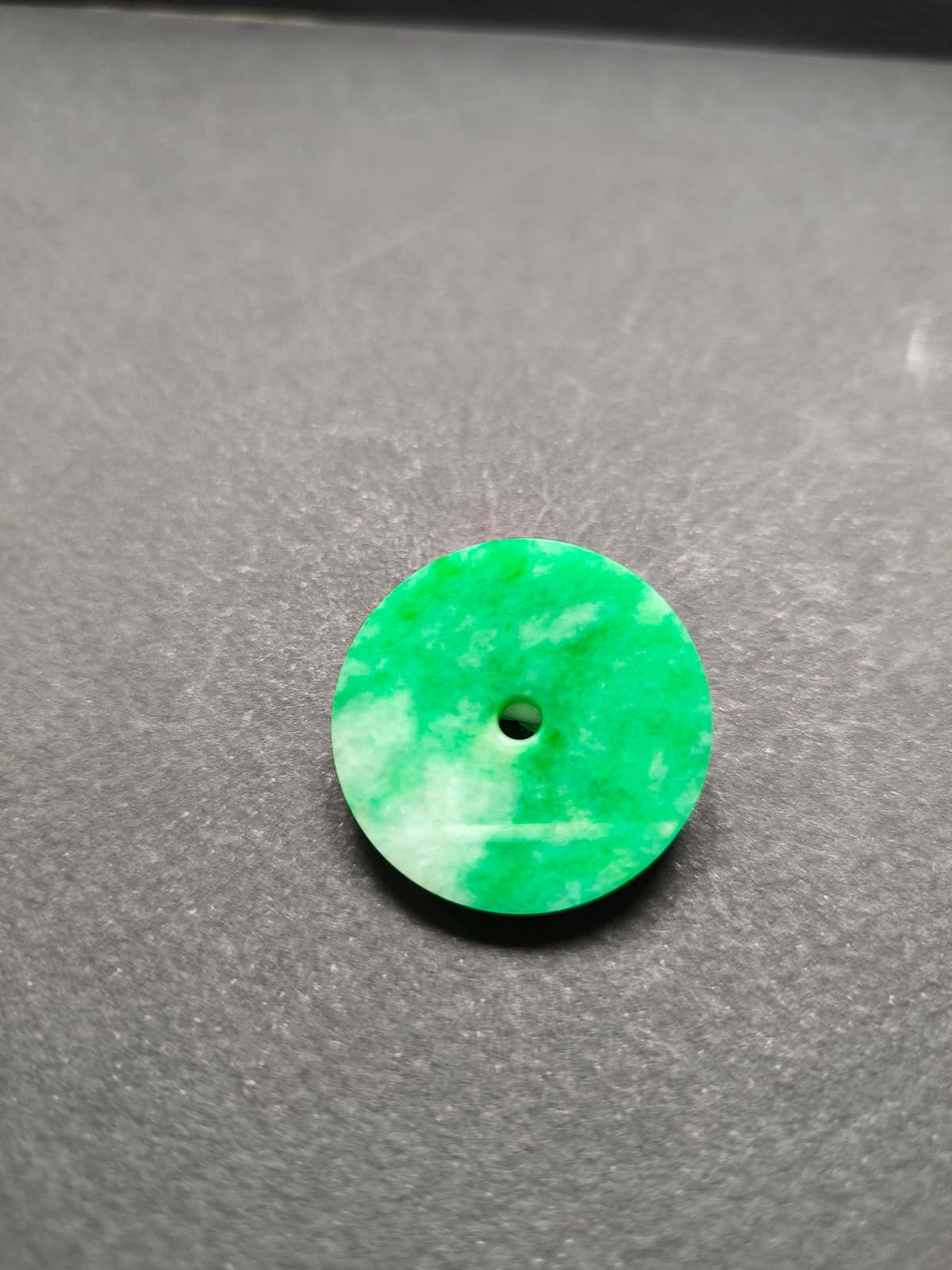 Top Grade A-Grade Type A Natural Icy Type Imperial Green Halo Donut Jadeite, Round Circle Jade Pendant