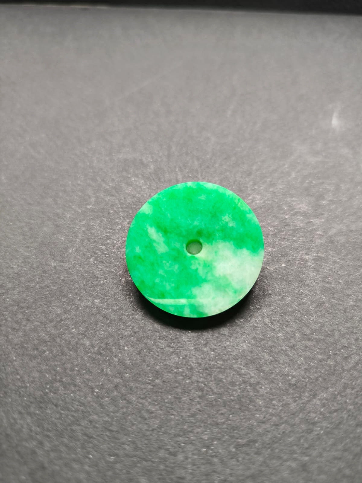Top Grade A-Grade Type A Natural Icy Type Imperial Green Halo Donut Jadeite, Round Circle Jade Pendant