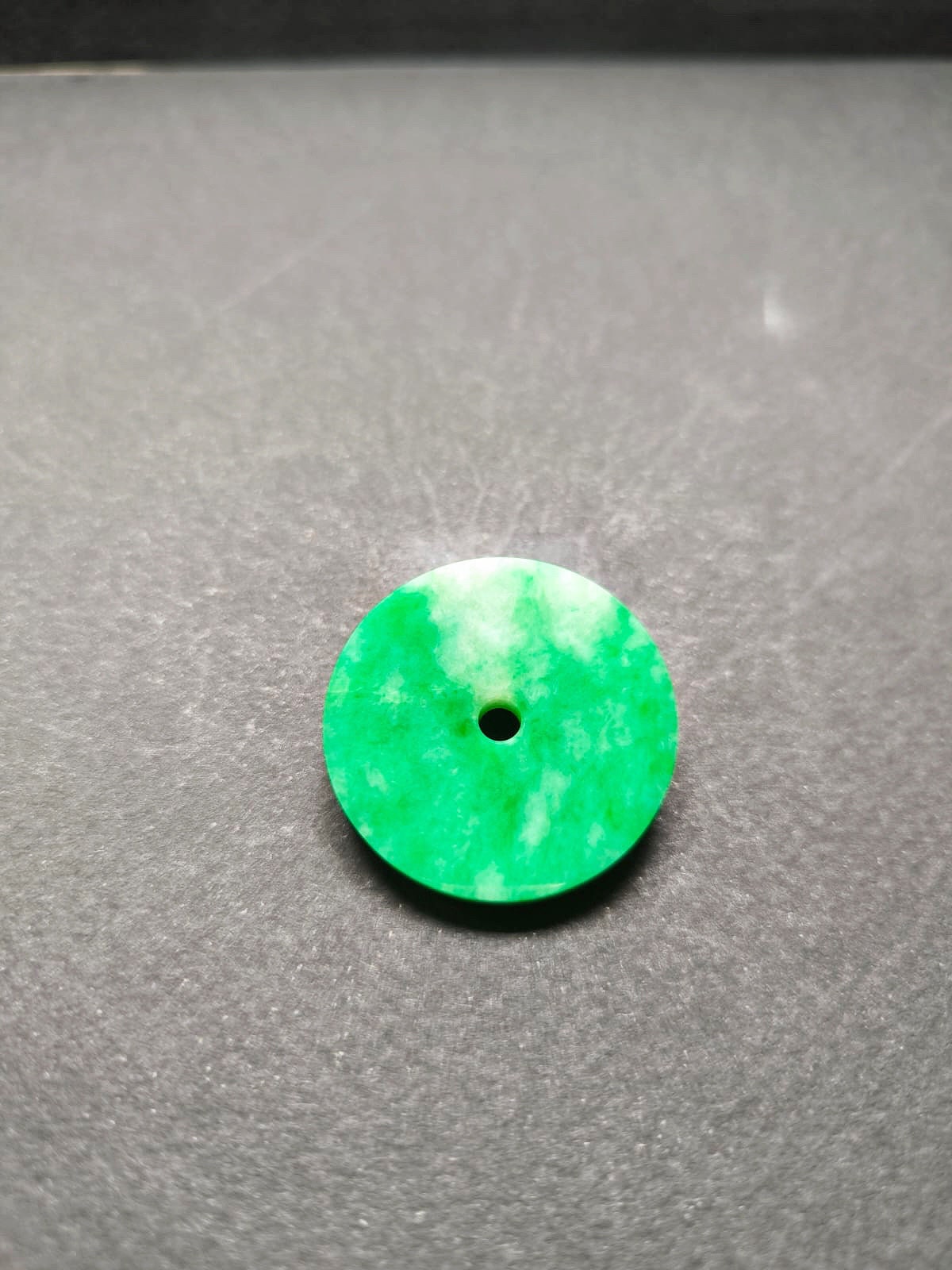 Top Grade A-Grade Type A Natural Icy Type Imperial Green Halo Donut Jadeite, Round Circle Jade Pendant
