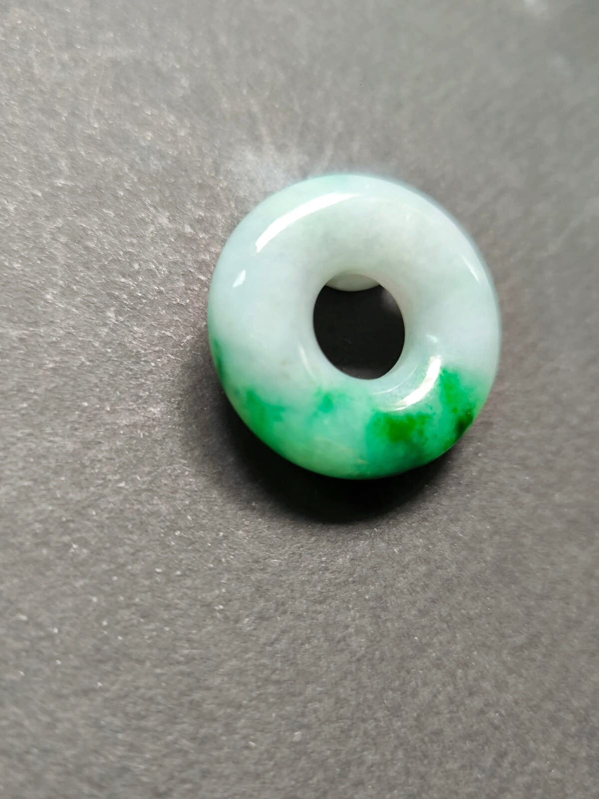 Natural Vivid Gradient Green Halo Donut Jadeite, Round Circle Jade Pendant