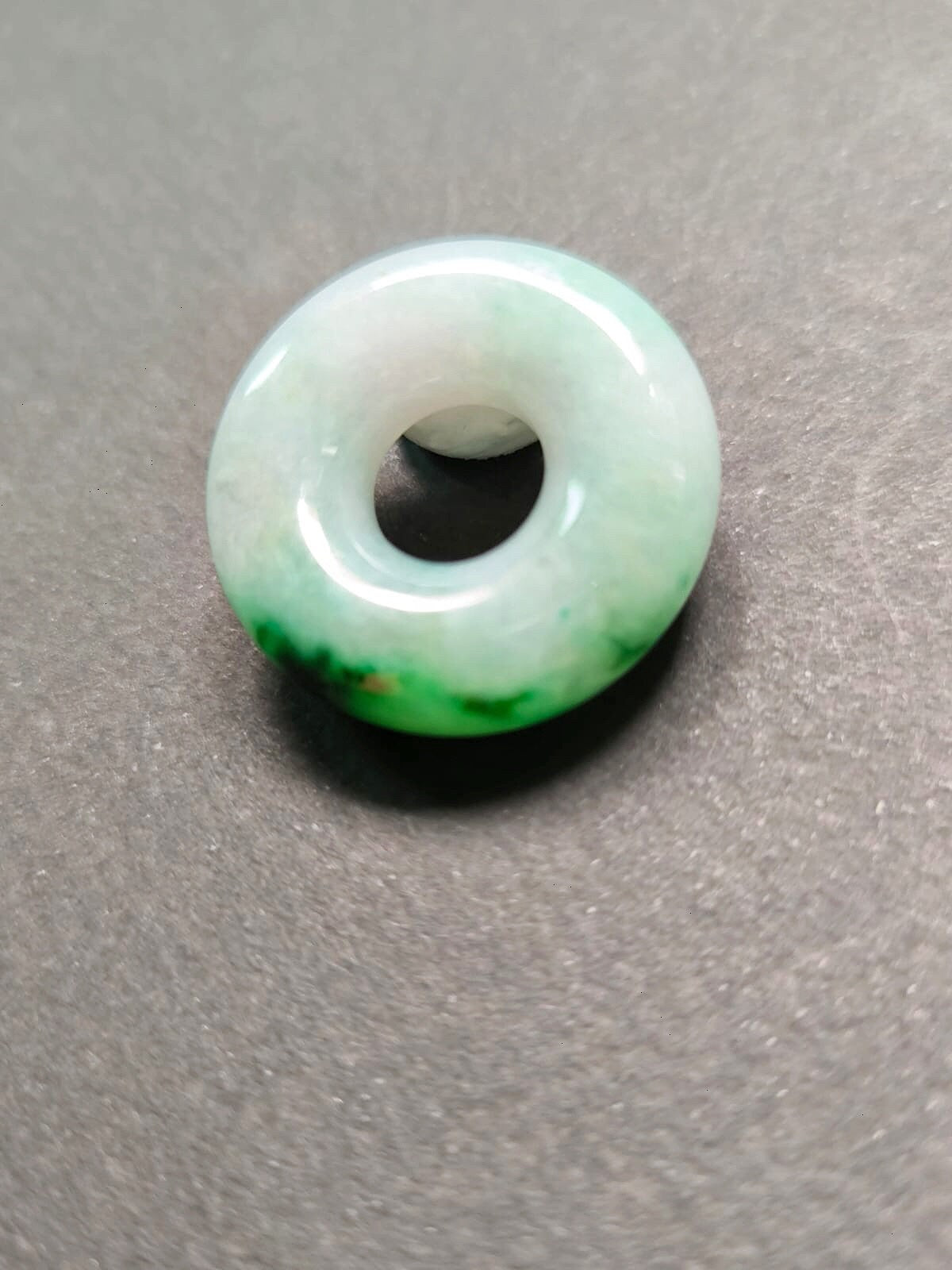 Natural Vivid Gradient Green Halo Donut Jadeite, Round Circle Jade Pendant