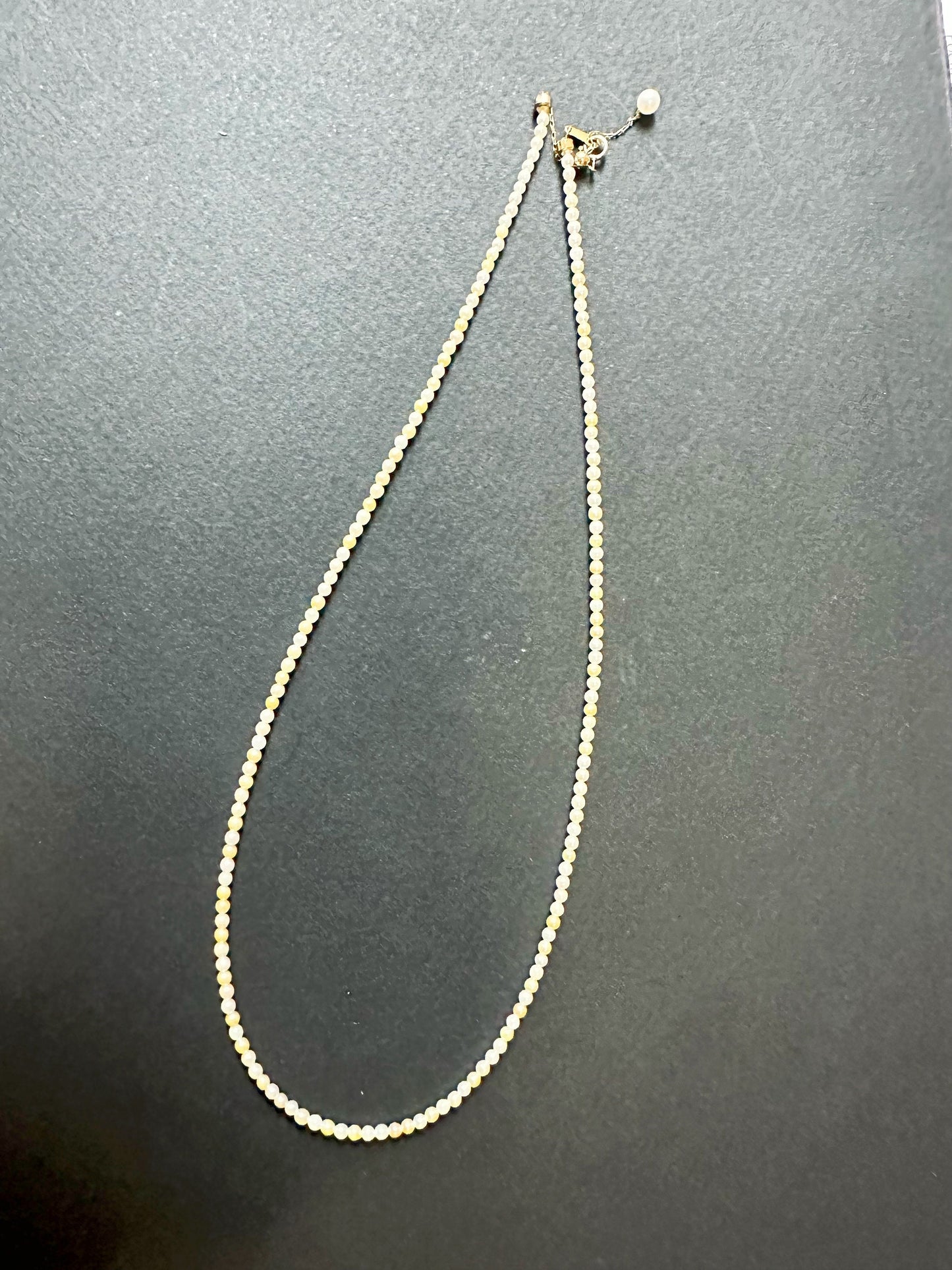 AAAA Grade Rare 2.5 mm Natural Japan White Golden Yellow Sea Water Baby Akoya Pearl Necklace, in 18K Gold