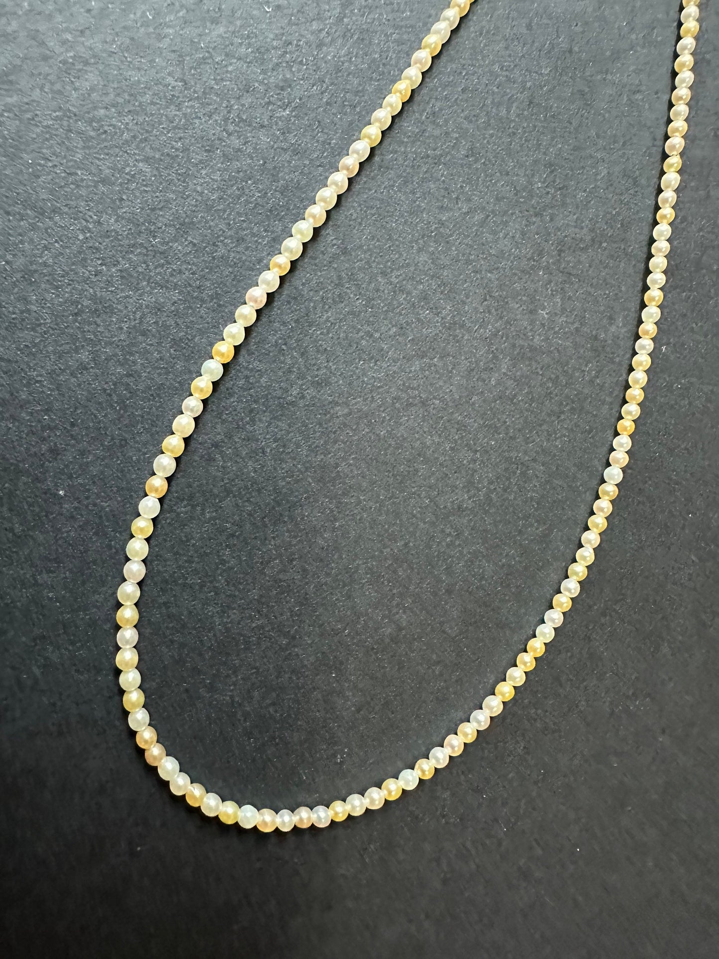 AAAA Grade Rare 2.5 mm Natural Japan White Golden Yellow Sea Water Baby Akoya Pearl Necklace, in 18K Gold