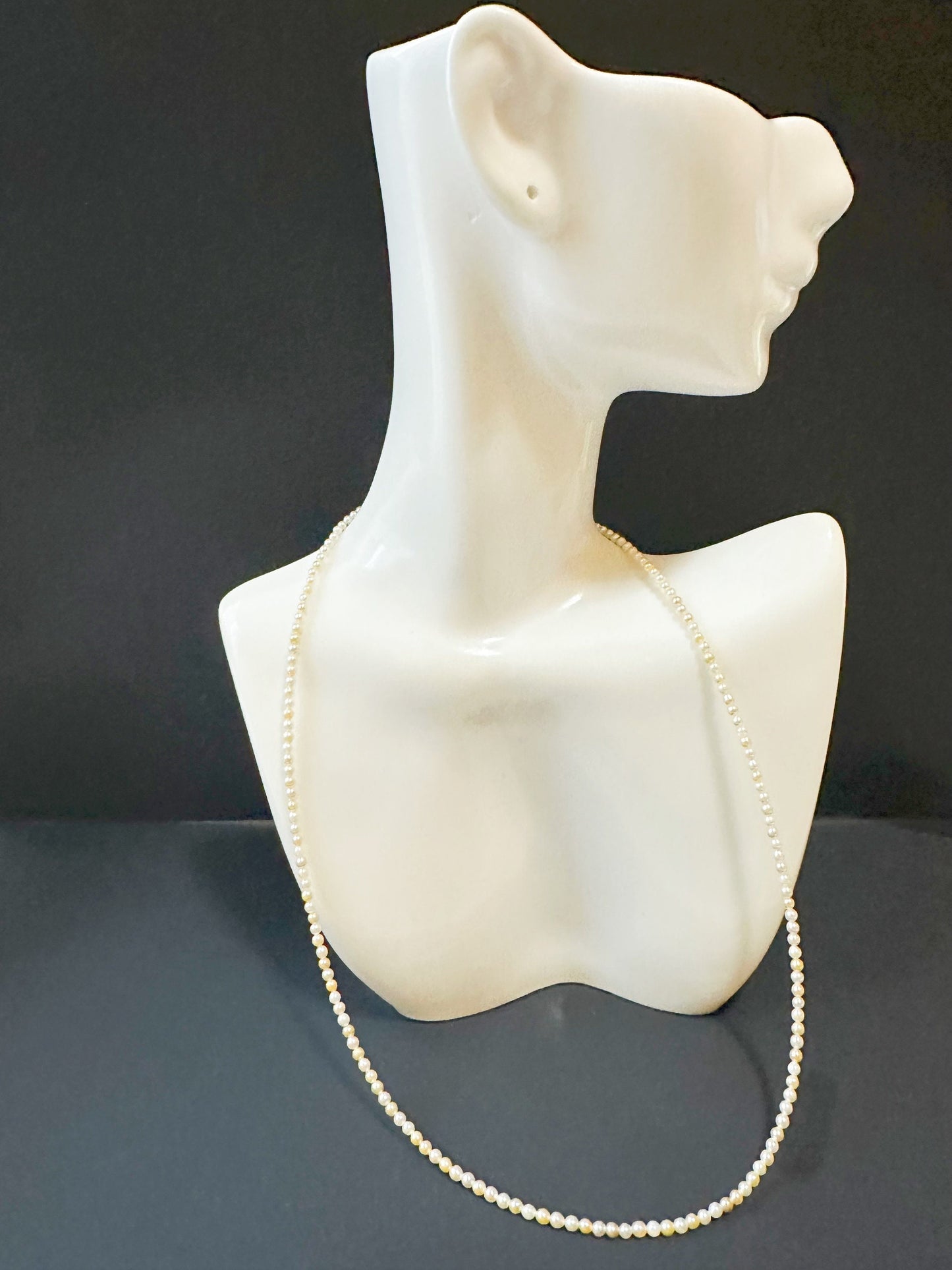 AAAA Grade Rare 2.5 mm Natural Japan White Golden Yellow Sea Water Baby Akoya Pearl Necklace, in 18K Gold