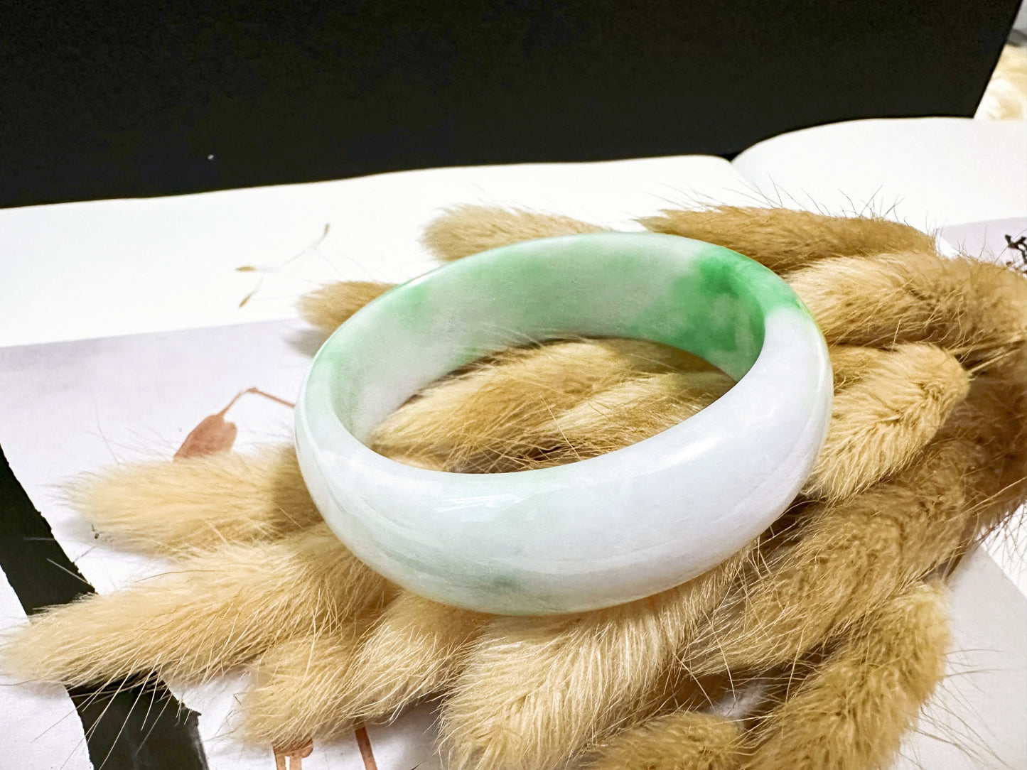 Natural Type A Myanmar Vivid Apple Green Oval Shape Jade Bangle