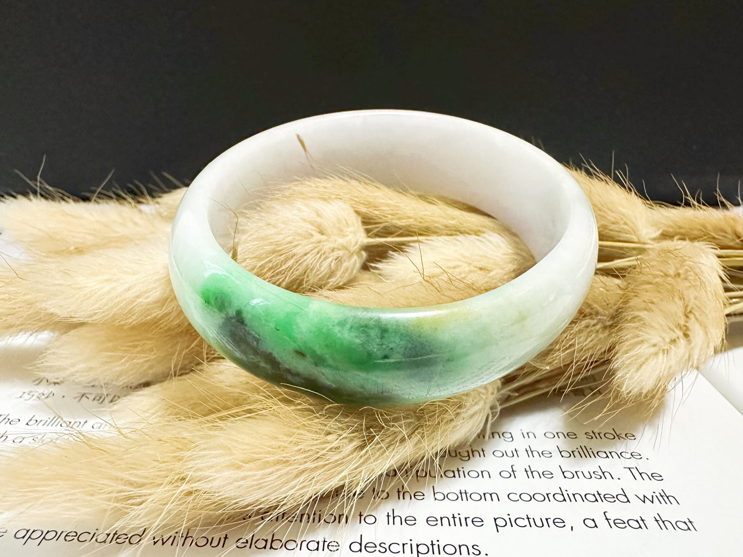 Natural Myanmar Vivid Apple Green Tricolor Oval Shape Jadeite Jade Bangle Bracelet