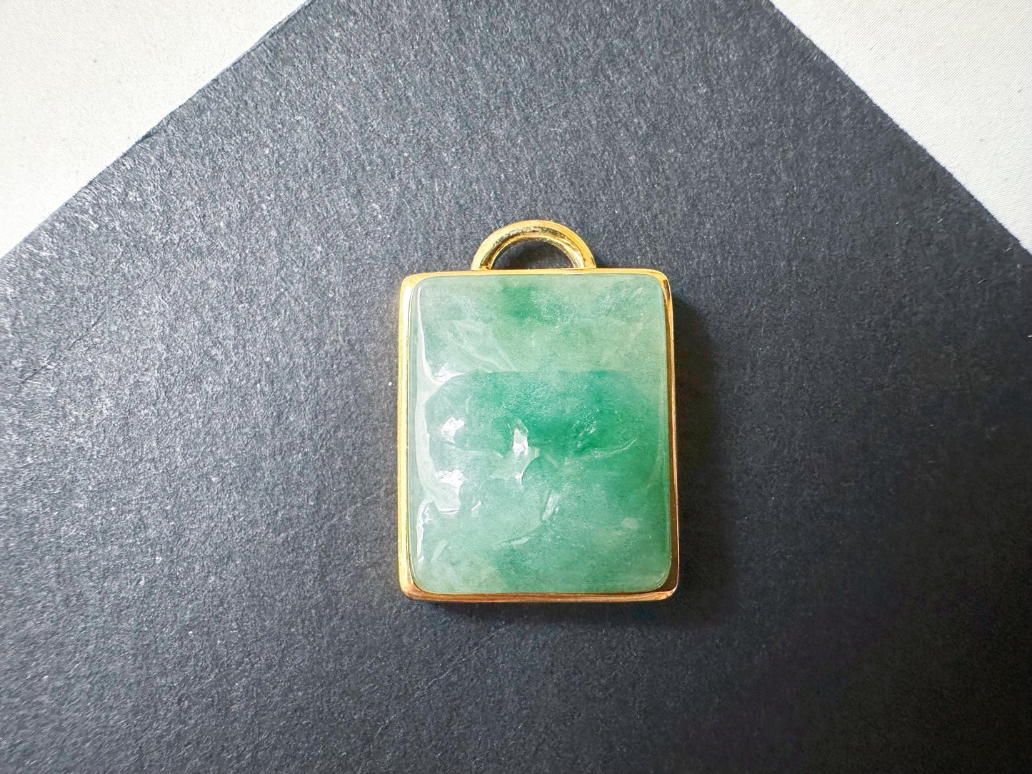 Hand Carved Cat Face Vivid Green Jade Pendant