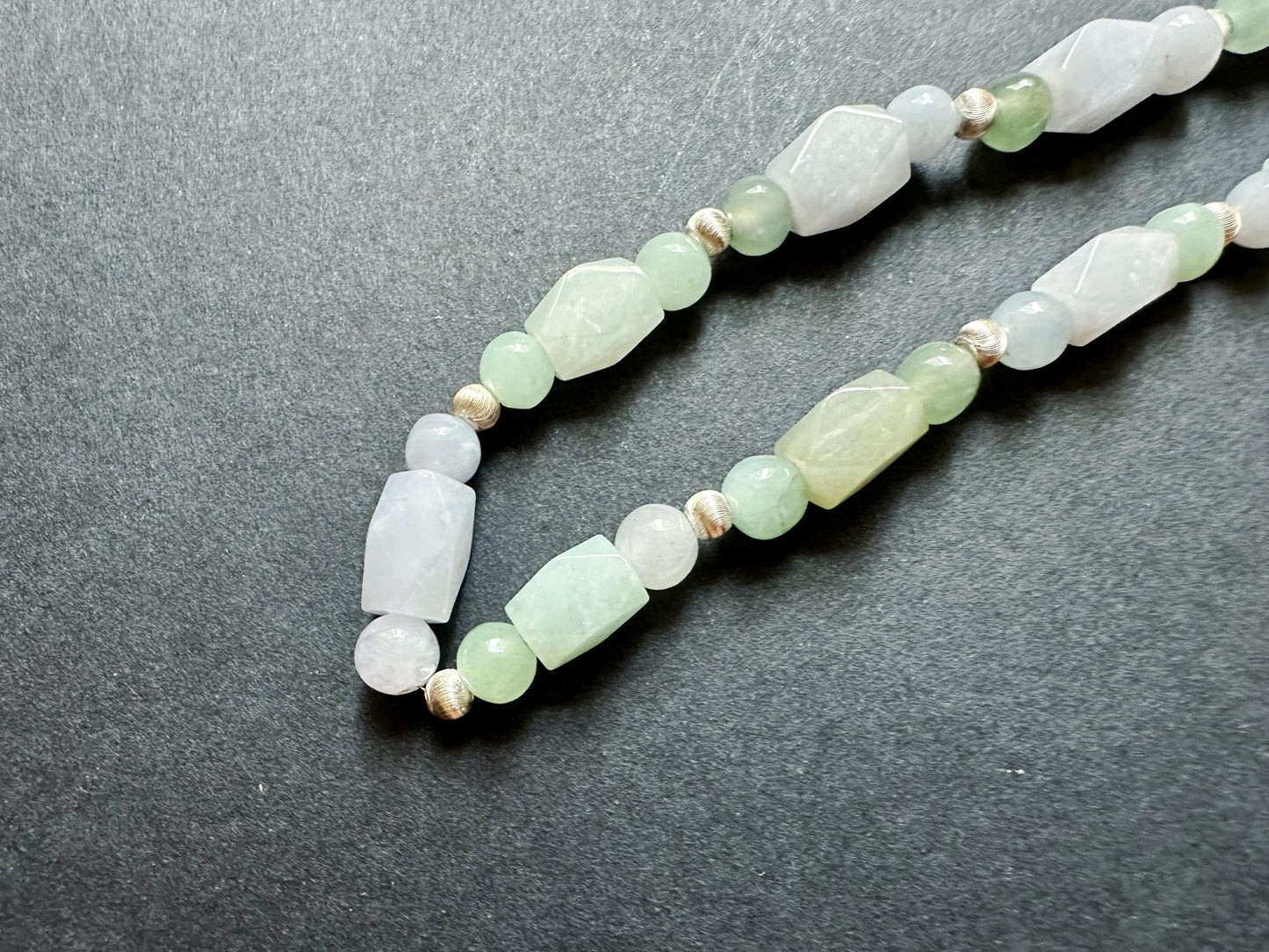 Natural Myanmar Green Lavender Color Jade Beaded Necklace