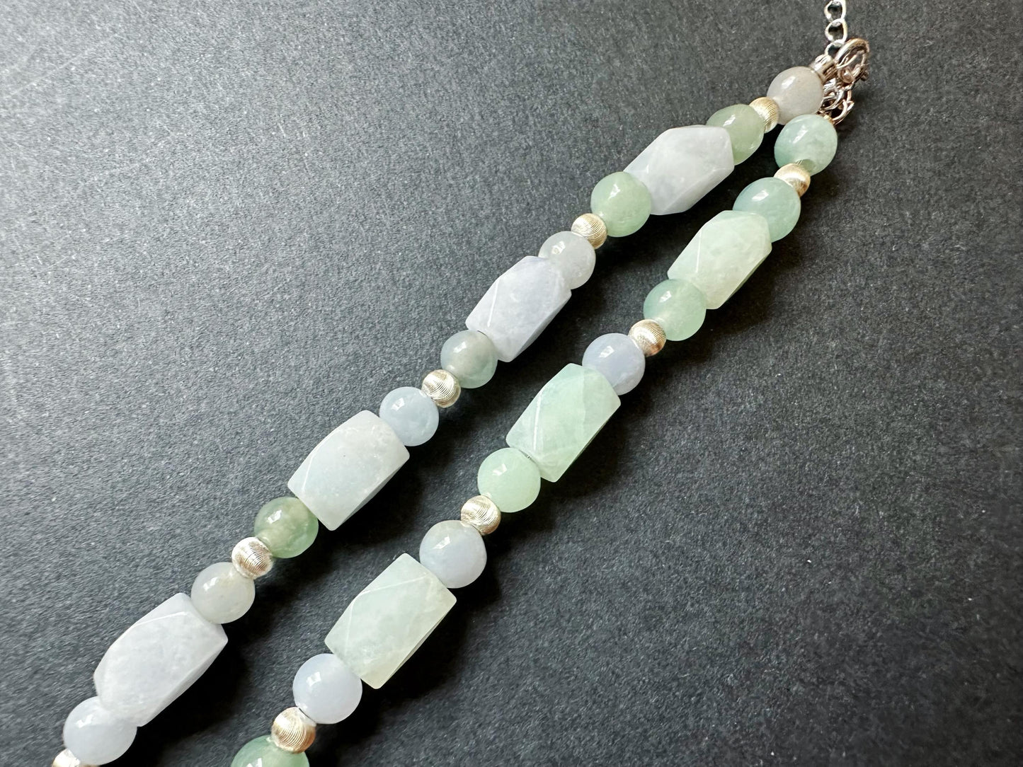 Natural Myanmar Green Lavender Color Jade Beaded Necklace