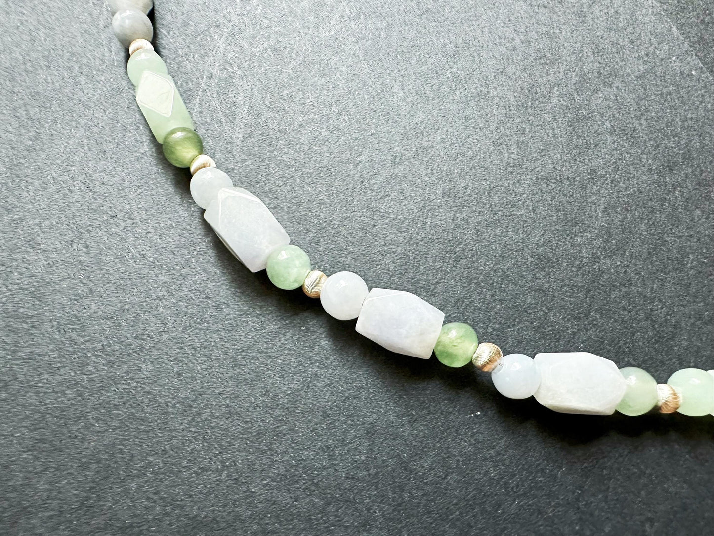 Natural Myanmar Green Lavender Color Jade Beaded Necklace