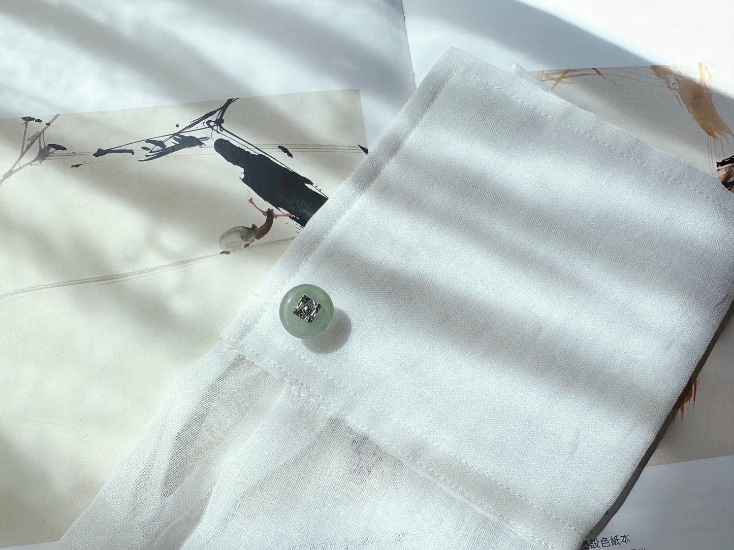 Icy Jadeite Cufflinks, Sterling Silver, Green Zircon, Modern Executive Accessory