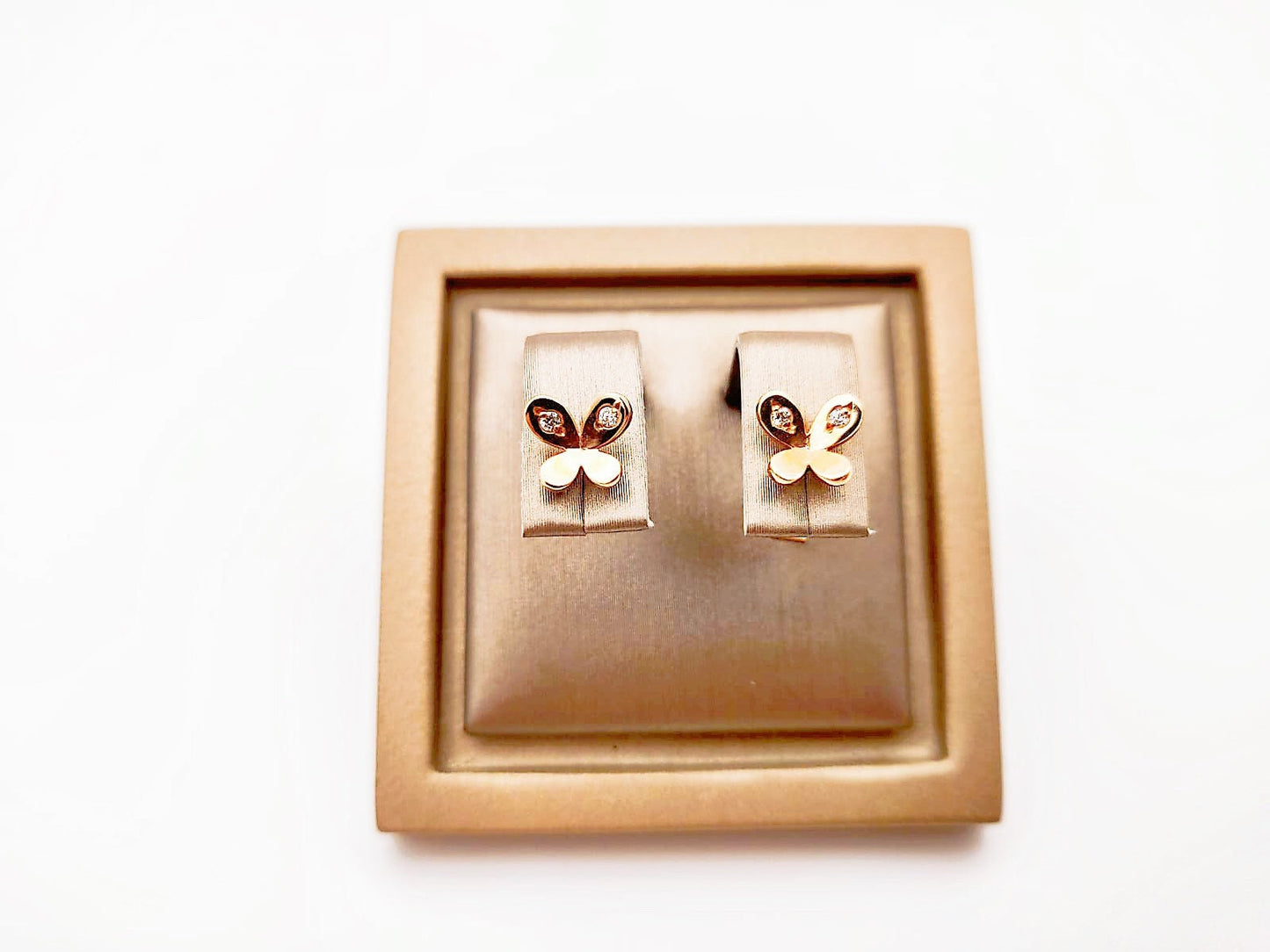 Dainty Rose Gold Butterfly Diamond Ear Studs