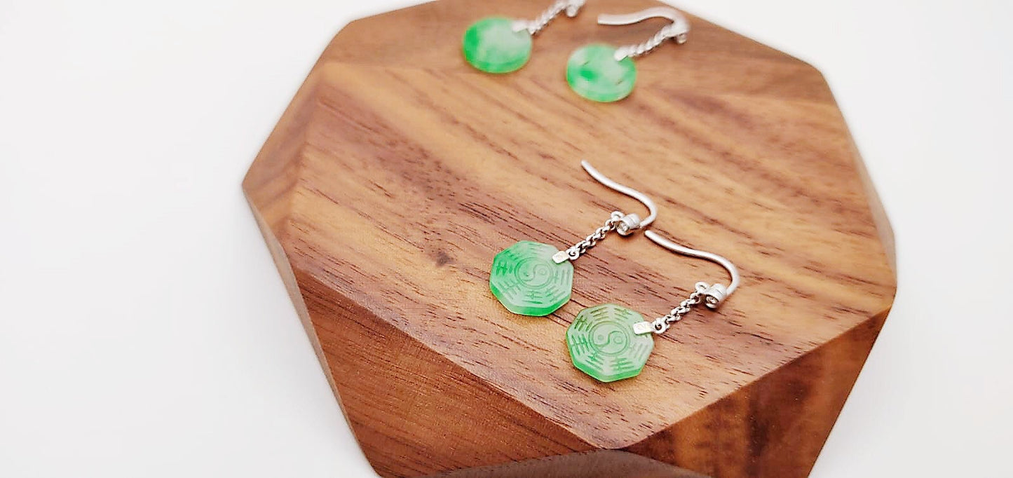 Green Jadeite Fortune Drop Earrings
