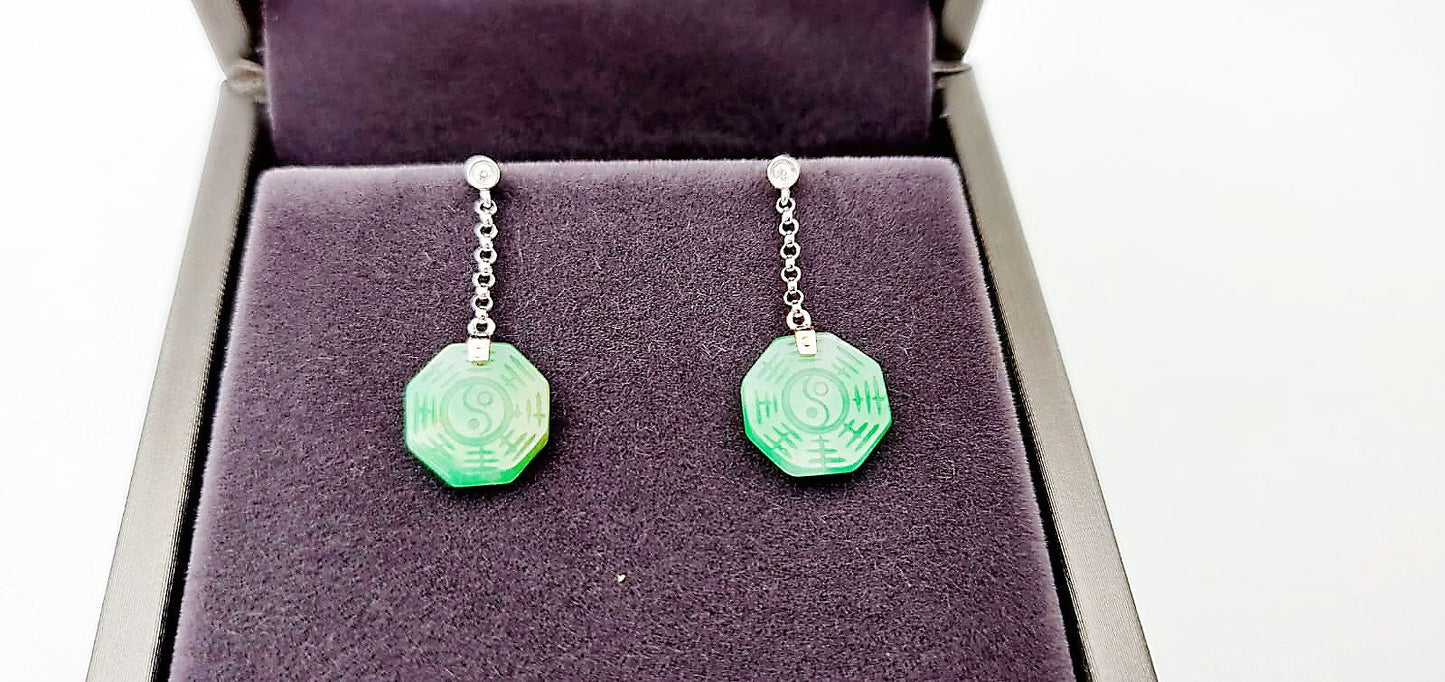 Green Jadeite Fortune Drop Earrings