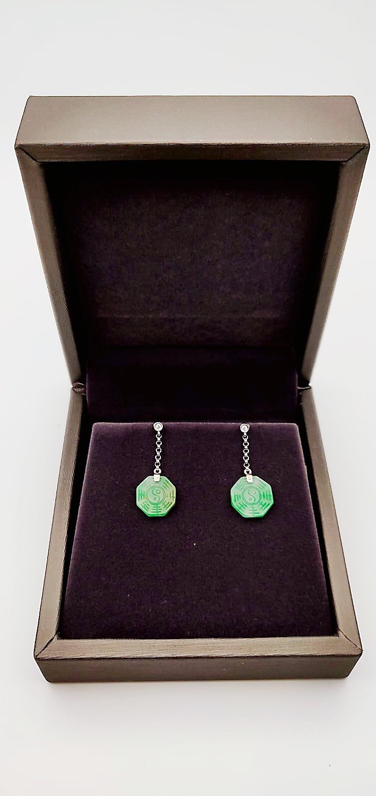 Green Jadeite Fortune Drop Earrings