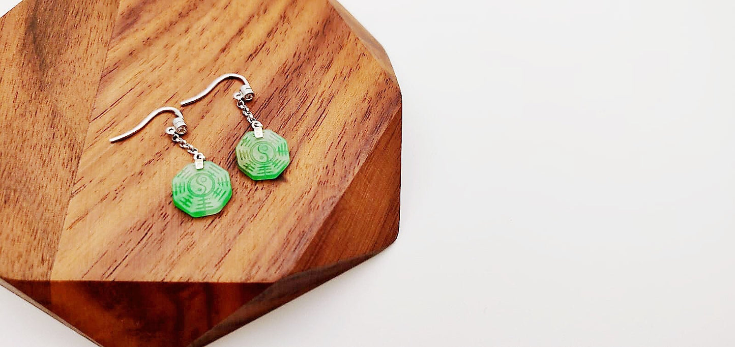 Green Jadeite Fortune Drop Earrings