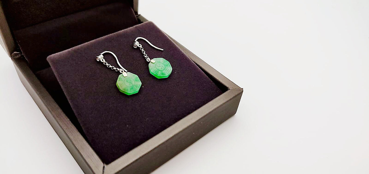 Green Jadeite Fortune Drop Earrings