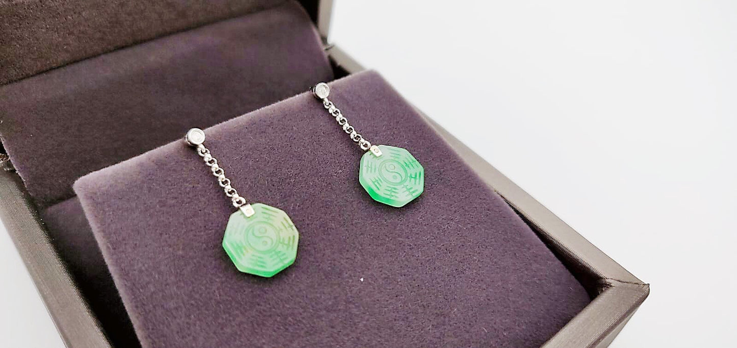 Green Jadeite Fortune Drop Earrings