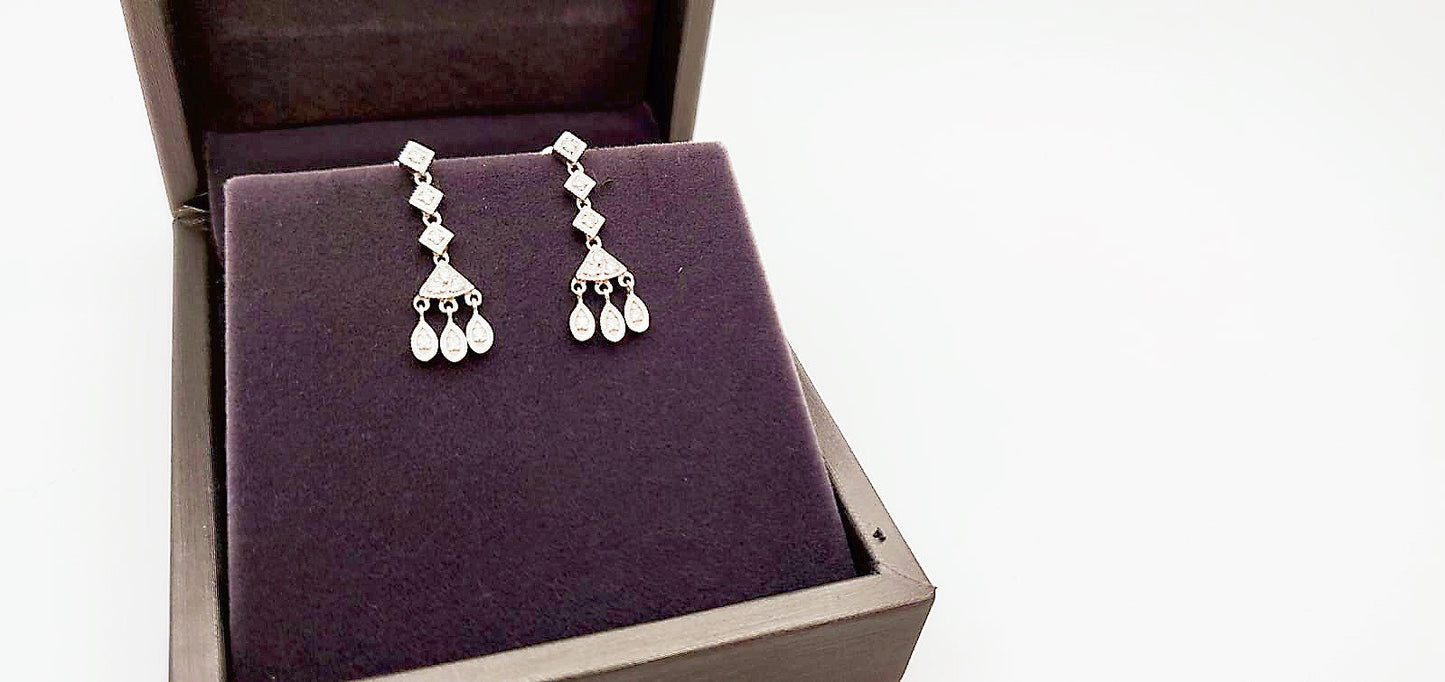 Diamond Chandelier Drop Earrings in 18K White Gold
