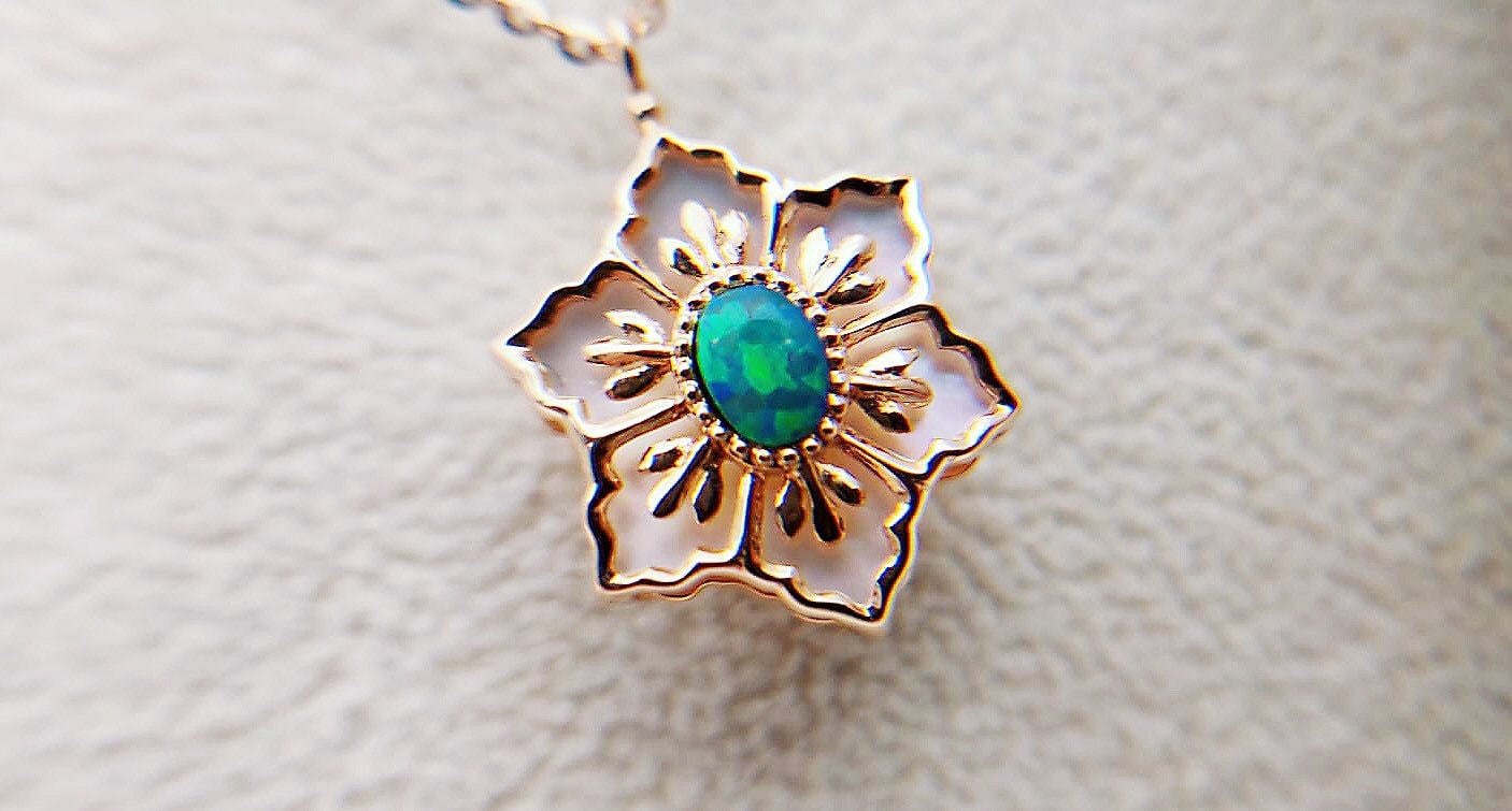 Certified Ruby Opal Double-Sided Snowflake Pendant Necklace