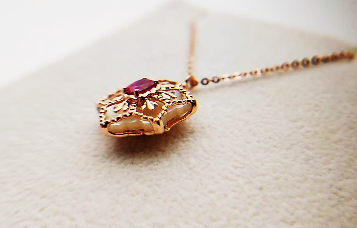 Certified Ruby Opal Double-Sided Snowflake Pendant Necklace